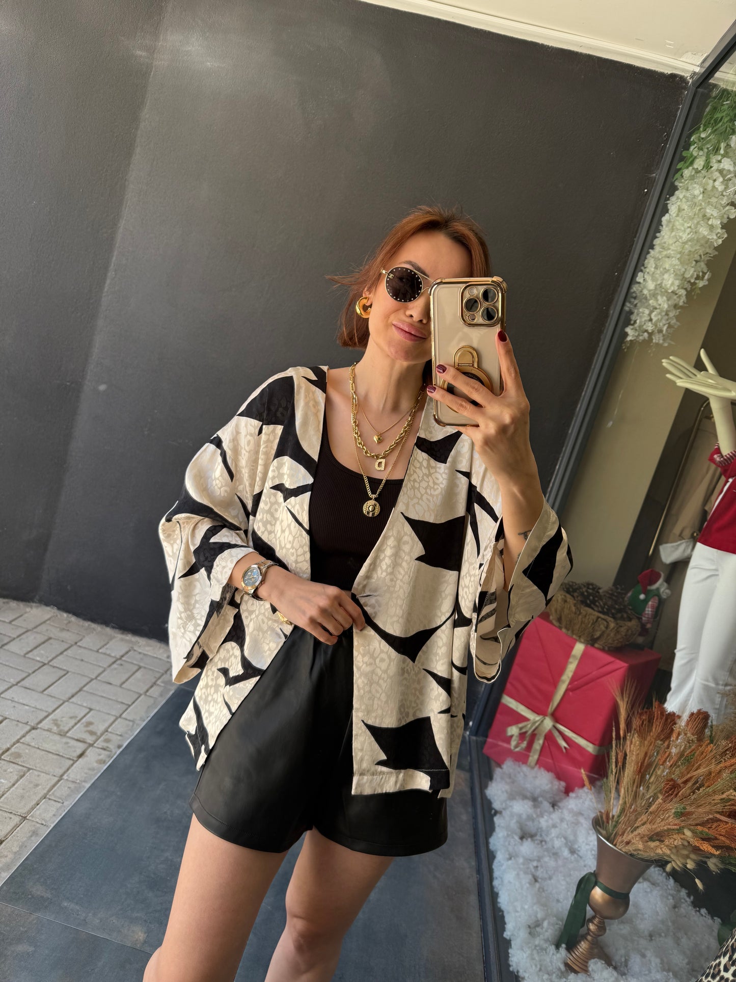 Kotto Siyah Desenli Blazer Ceket