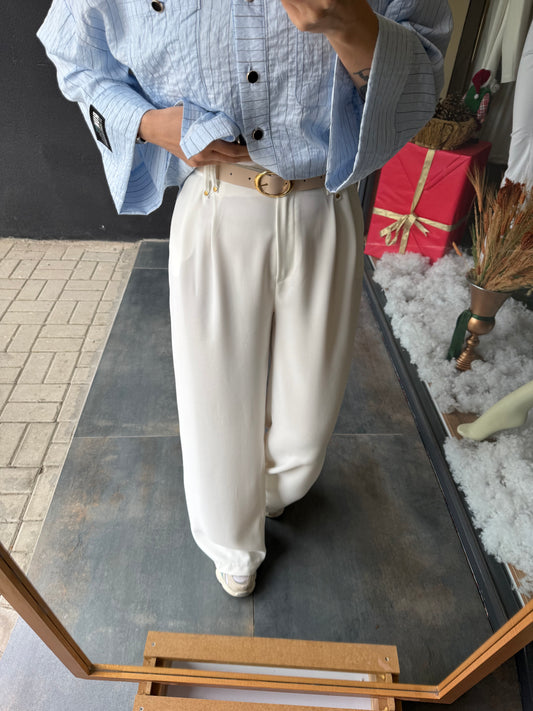 Rain Beyaz Palazzo Pantolon