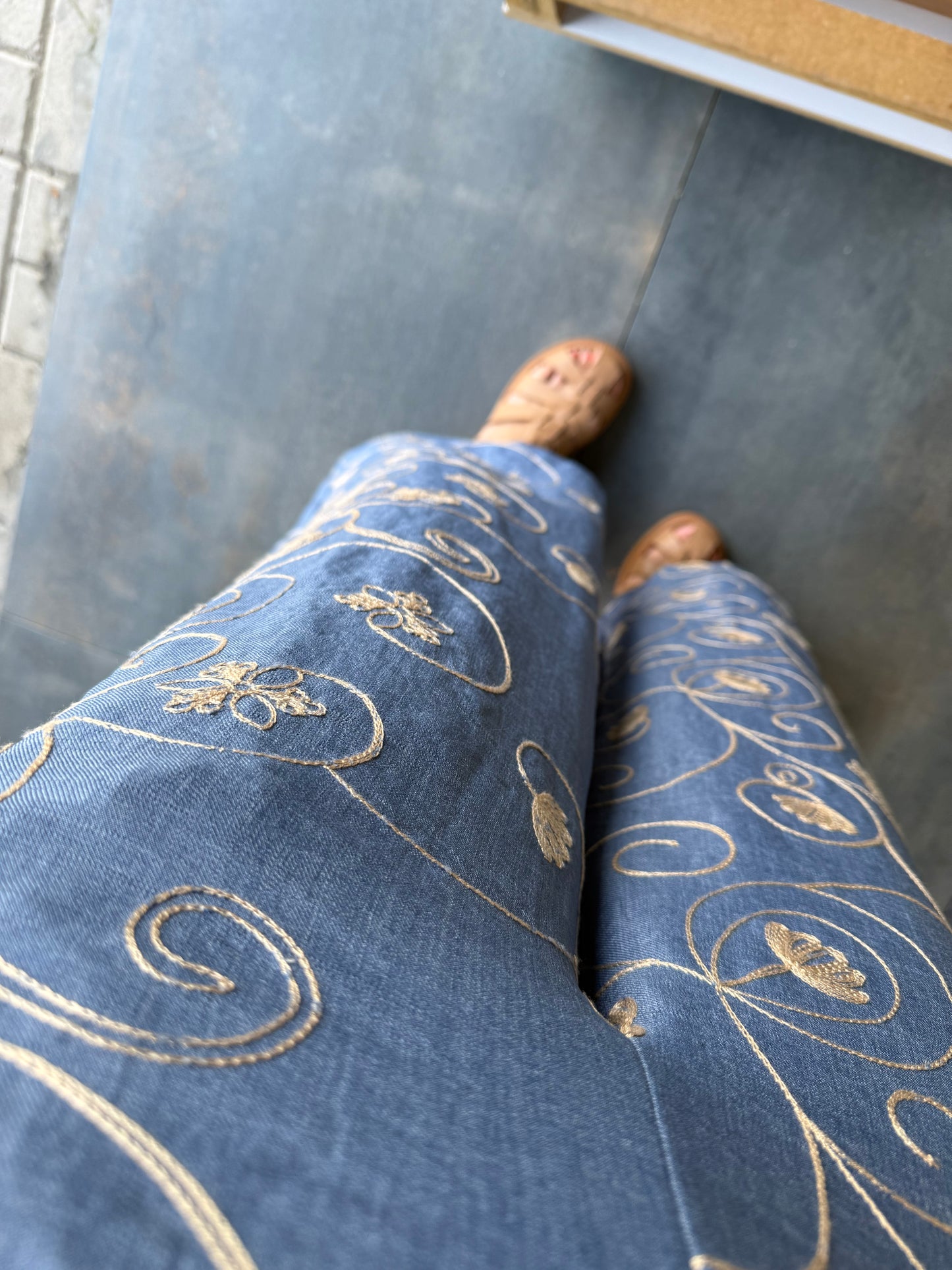 Cutest Mavi Nakışlı Pantolon Takım