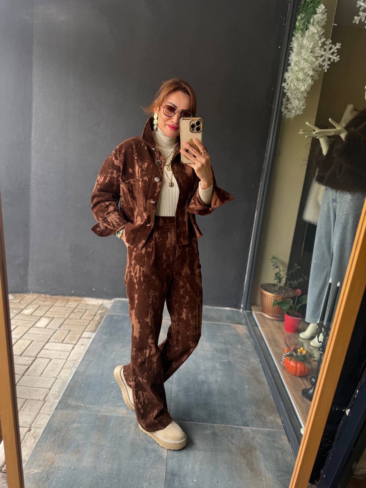 Denhag Kahve Kadife Takım