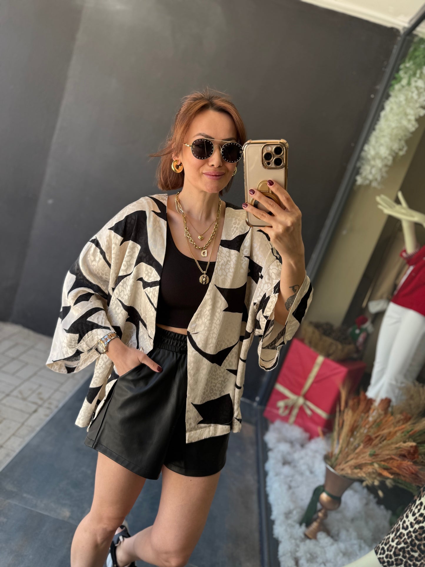 Kotto Siyah Desenli Blazer Ceket