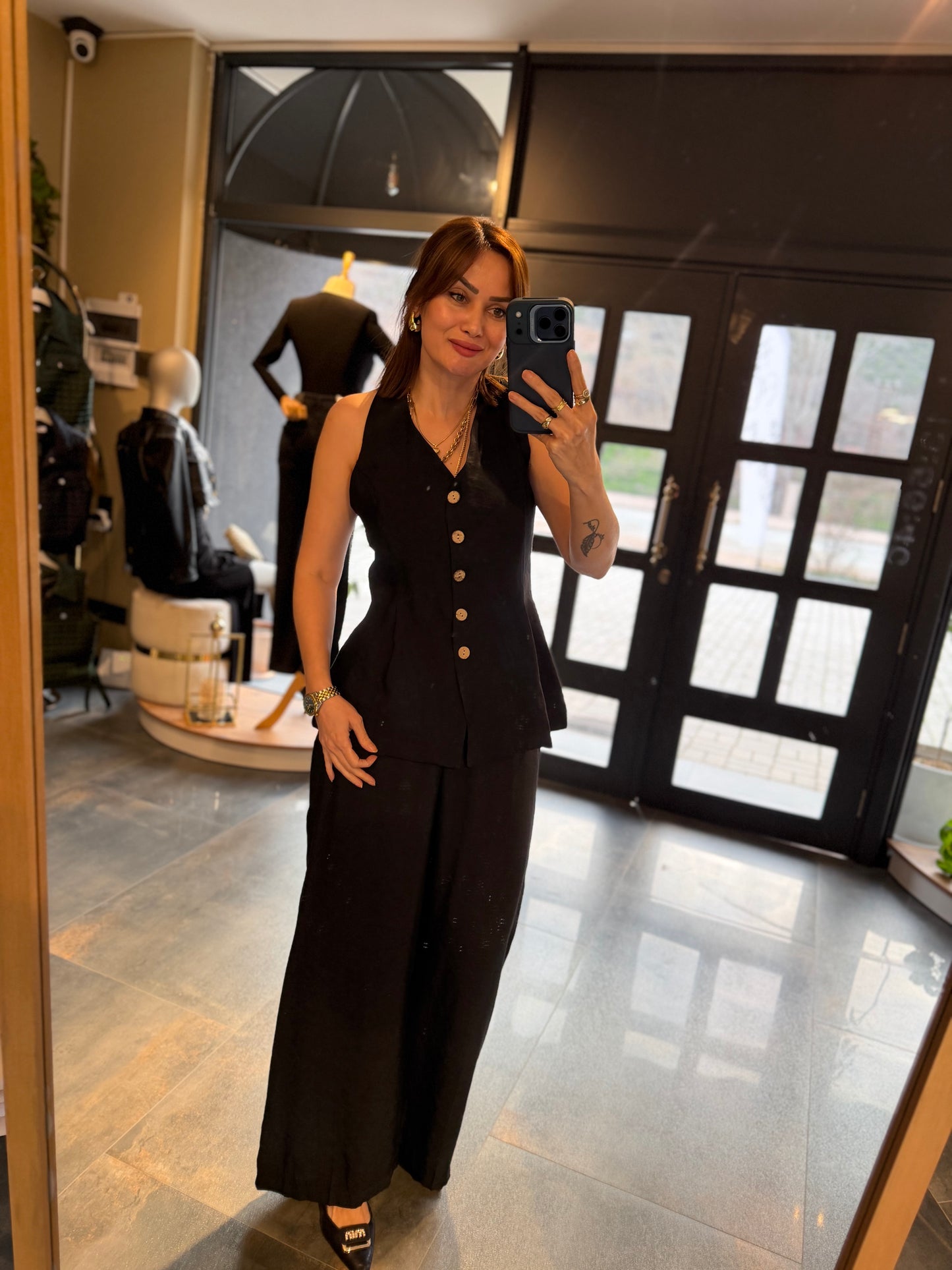 Newstar 7 Siyah Tensel Yelek &Pantolon Takım