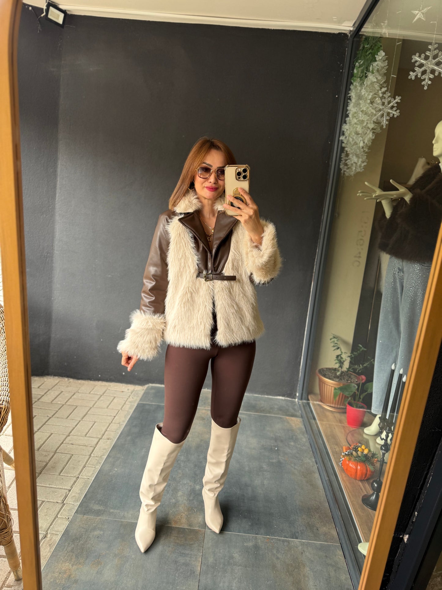 Deer Kahve Deri & Kürk Ceket