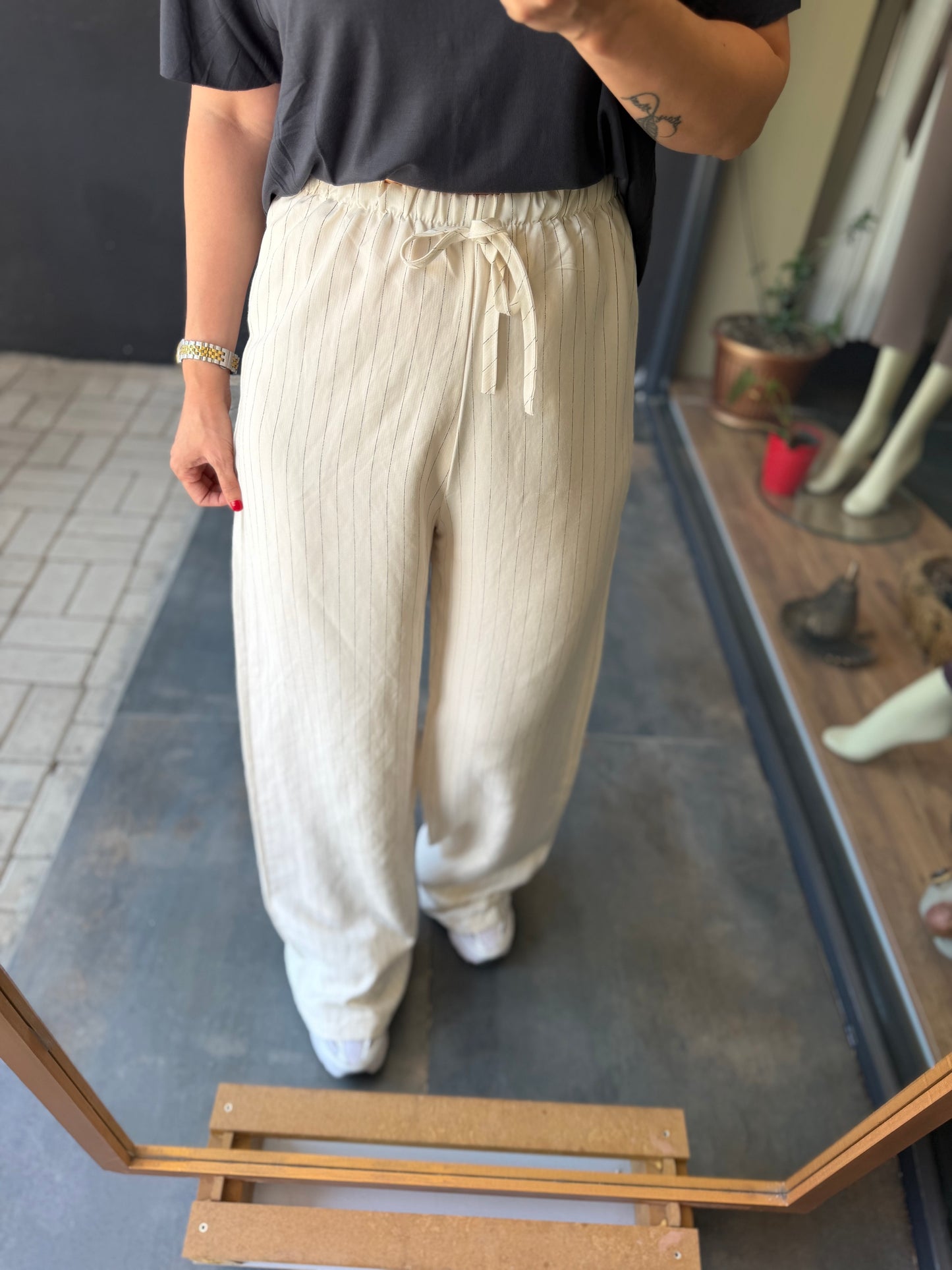 Çizgili Tensel Pantolon & Tshirt Kombin