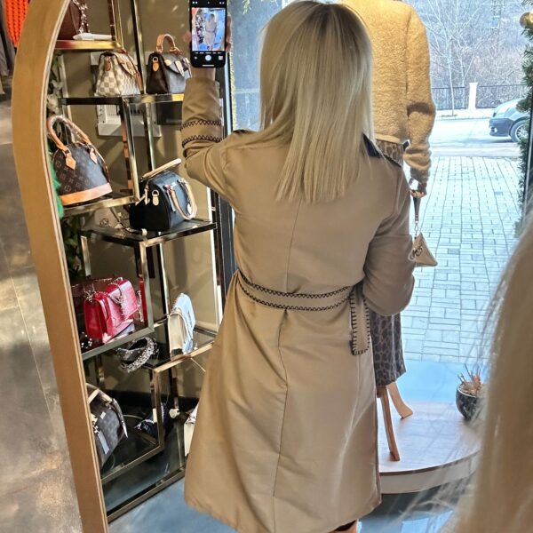 Tablo Krem Kemerli Trenchcoat