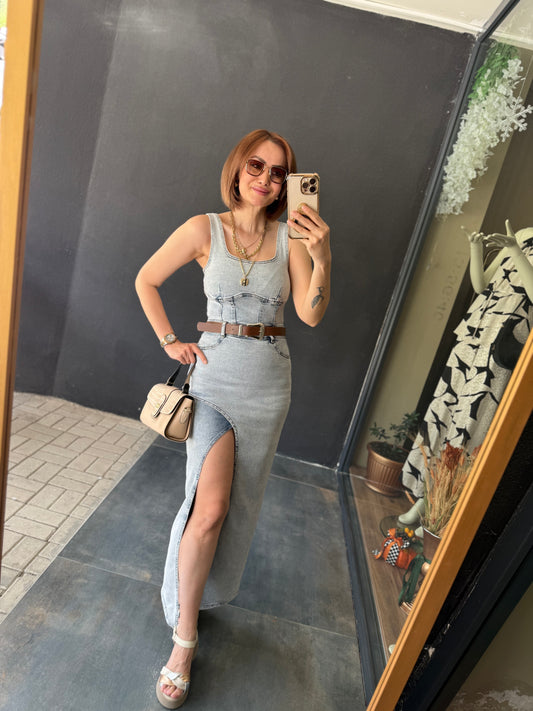 Ginger Buz Mavi Jean Elbise