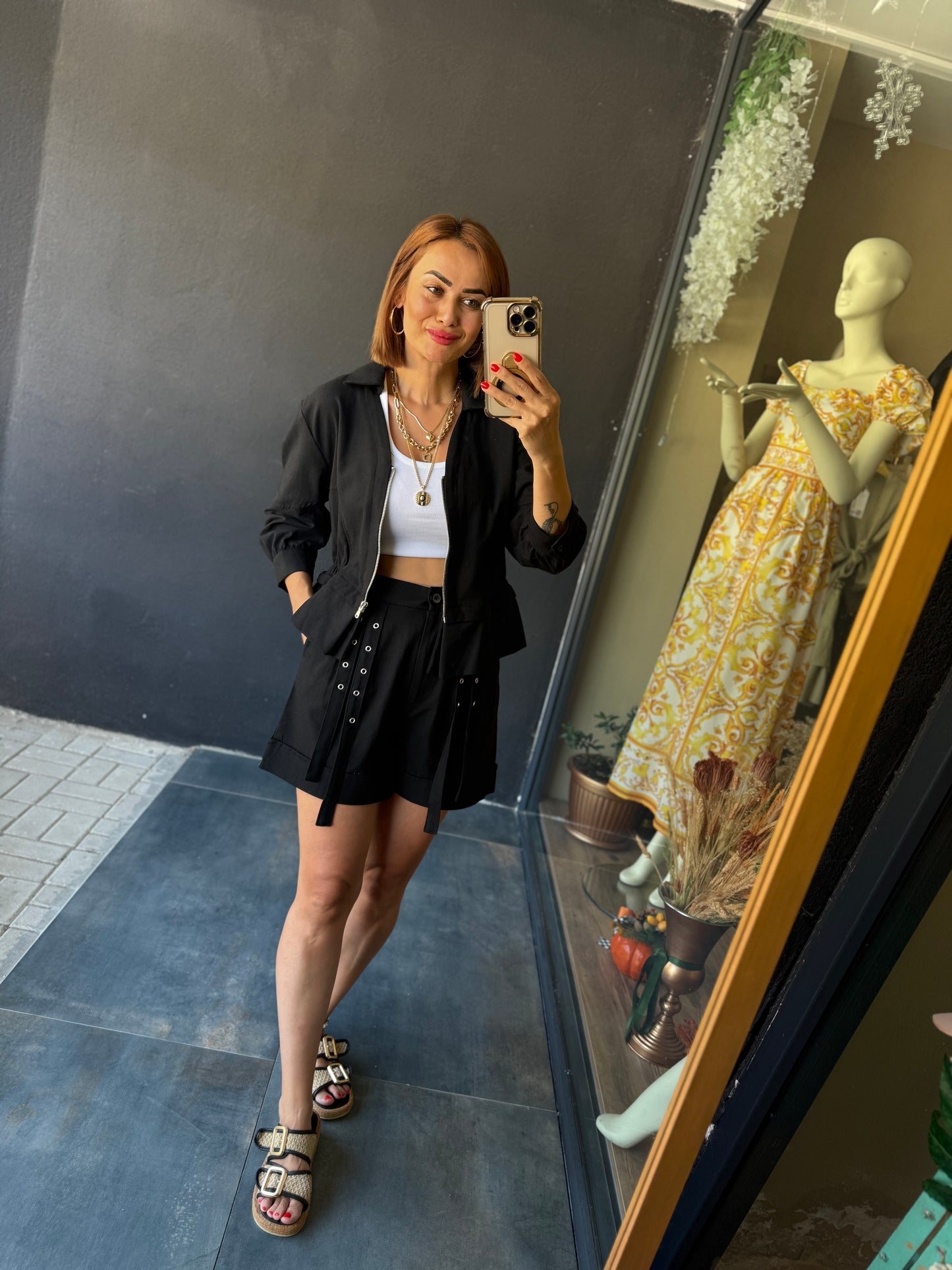 Ateks Siyah Ceket & Şort Takım