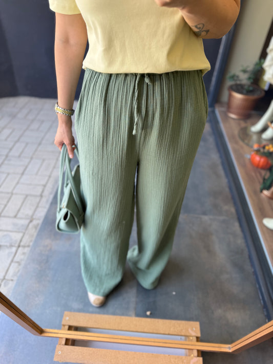 Bısou Yeşil Müslin Pantolon