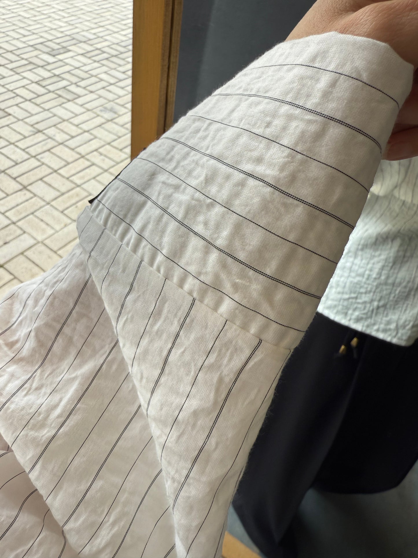 Maxi Beyaz Çizgili Gömlek