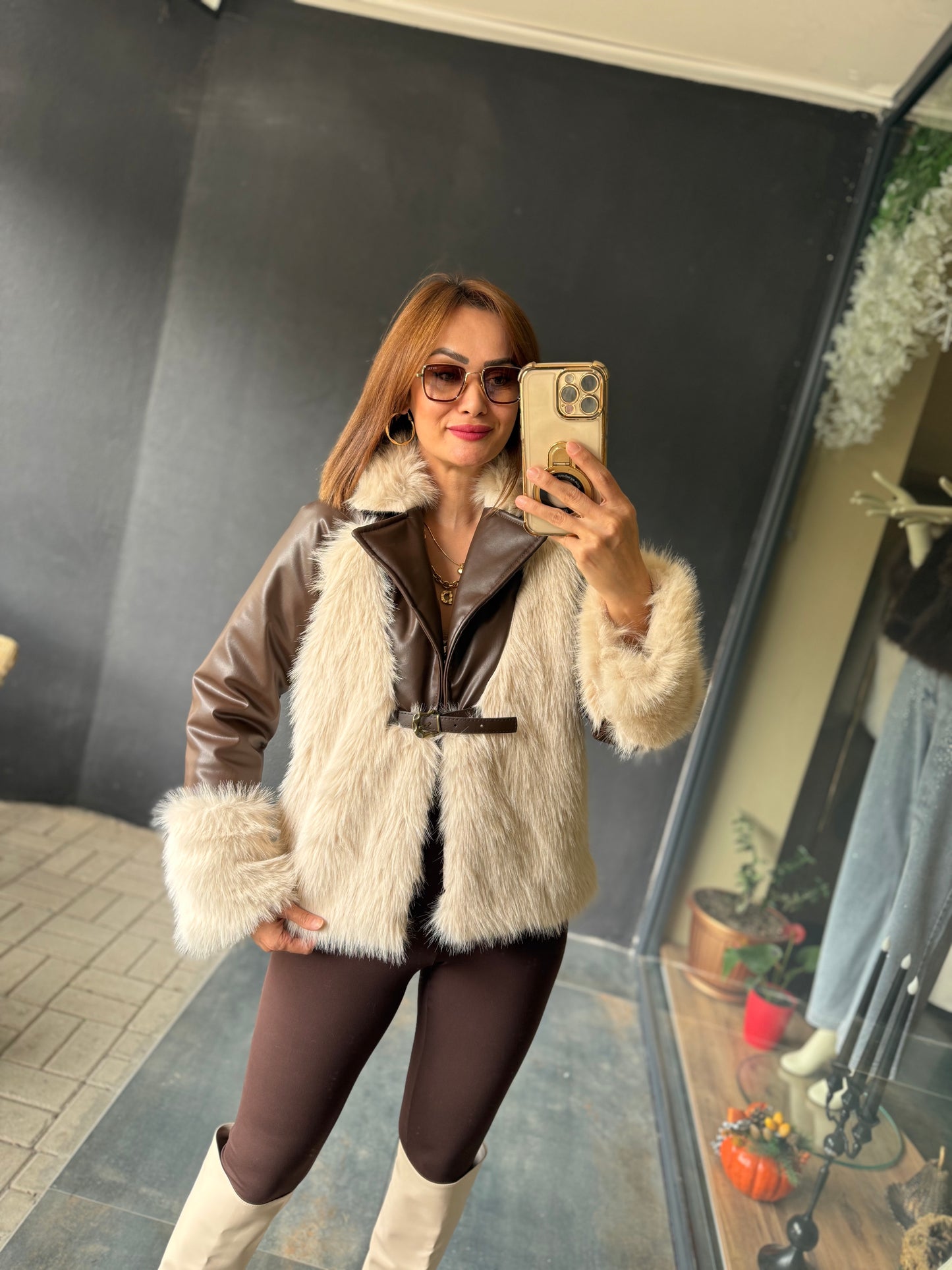 Deer Kahve Deri & Kürk Ceket