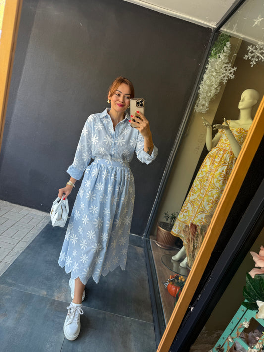 Marina Mavi Etek & Gömlek Takım