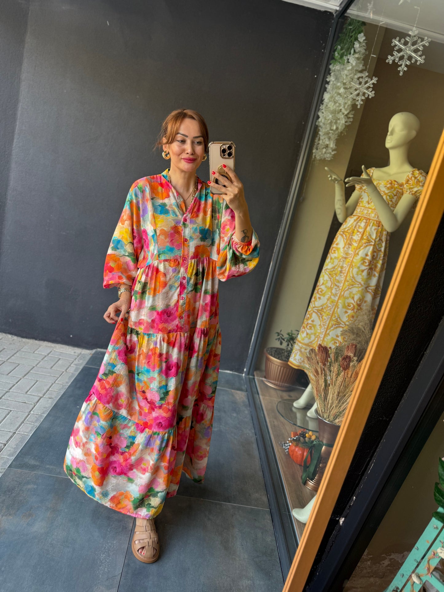 Naryn Renkli Tensel Elbise