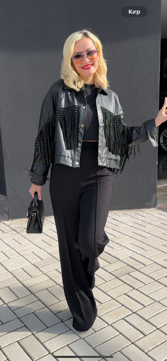 Püsküllü Fashion Deri Ceket