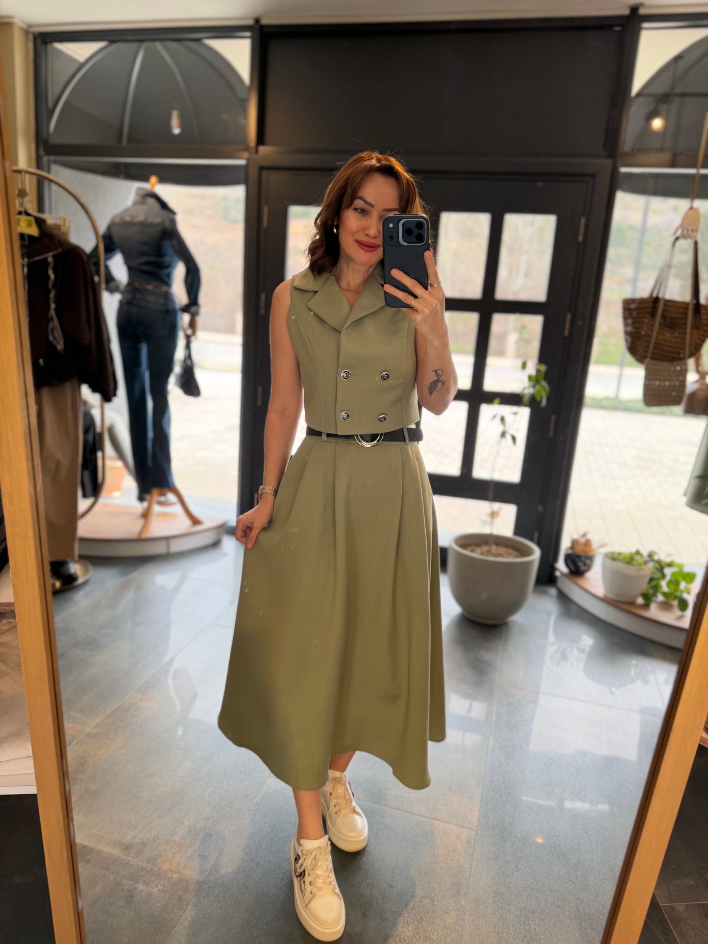 Parasidas Yeşil Etek & Yelek Takım