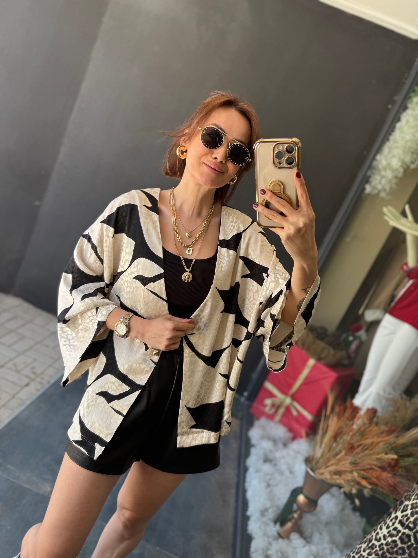 Kotto Siyah Desenli Blazer Ceket