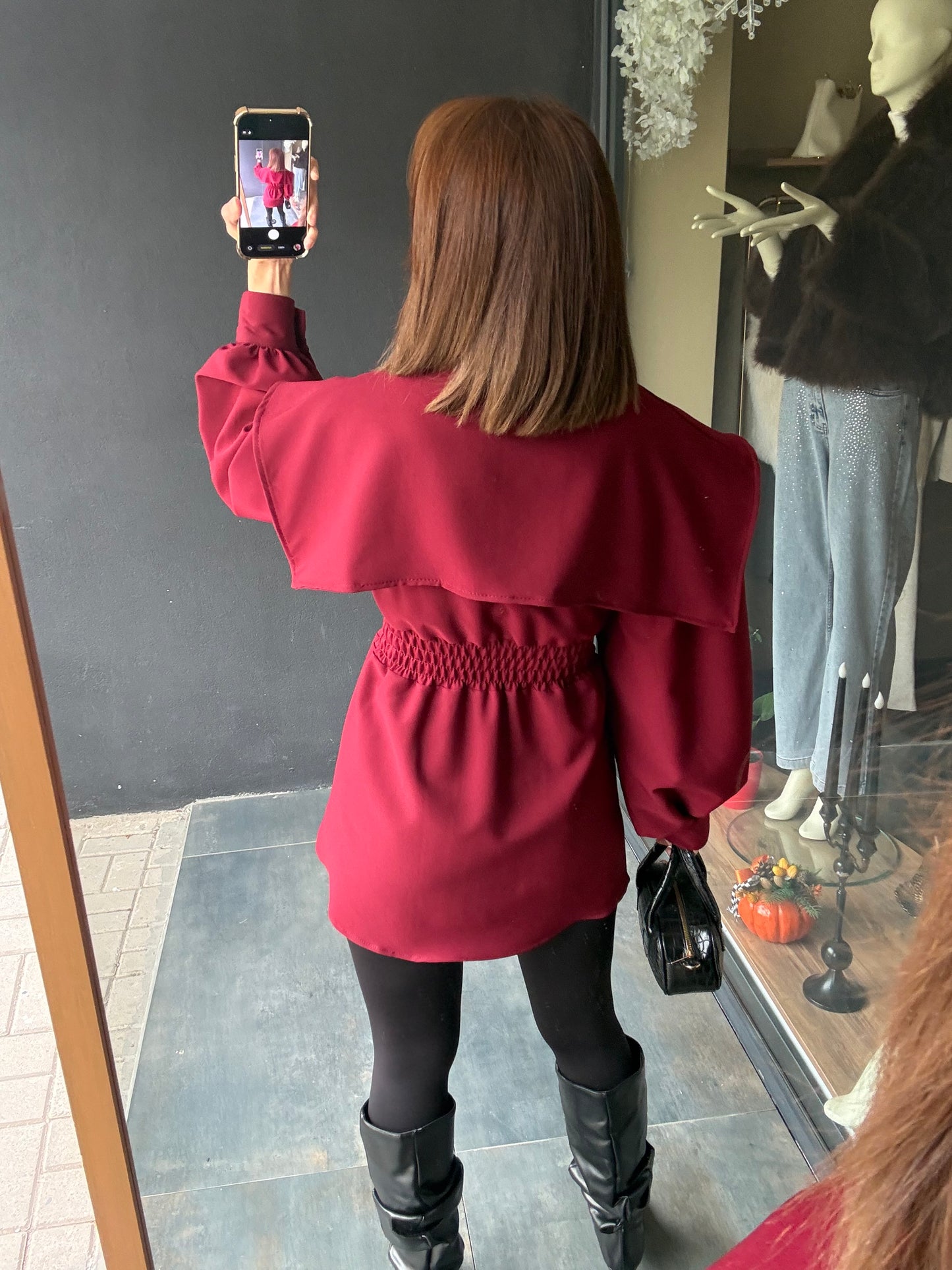 Şamda Bordo Şal Yaka Ceket