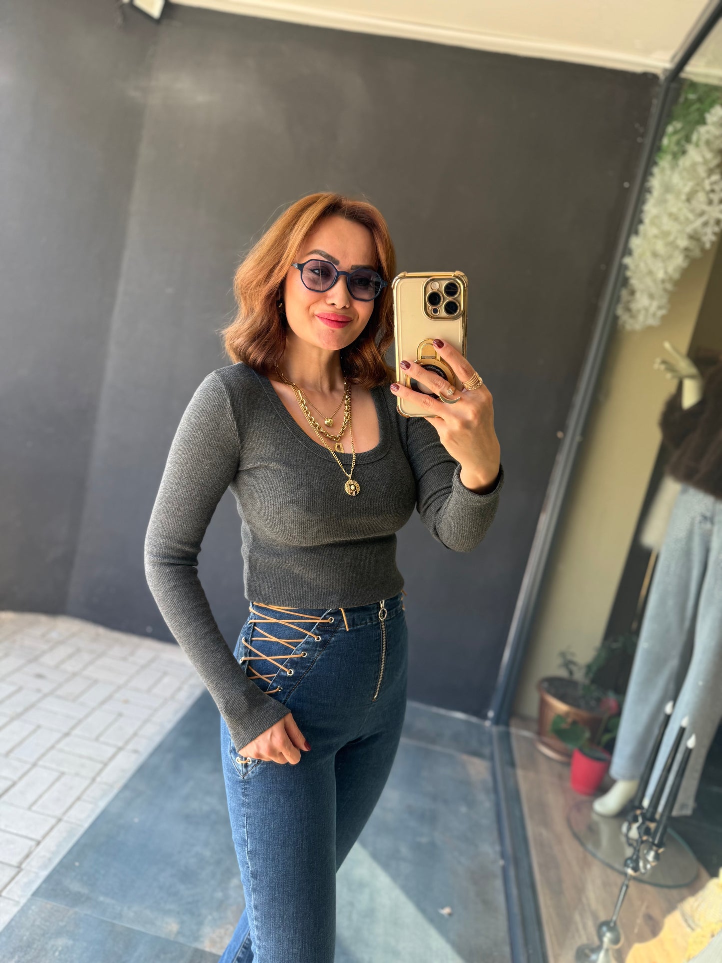 Hayko Gri Basic Bluz