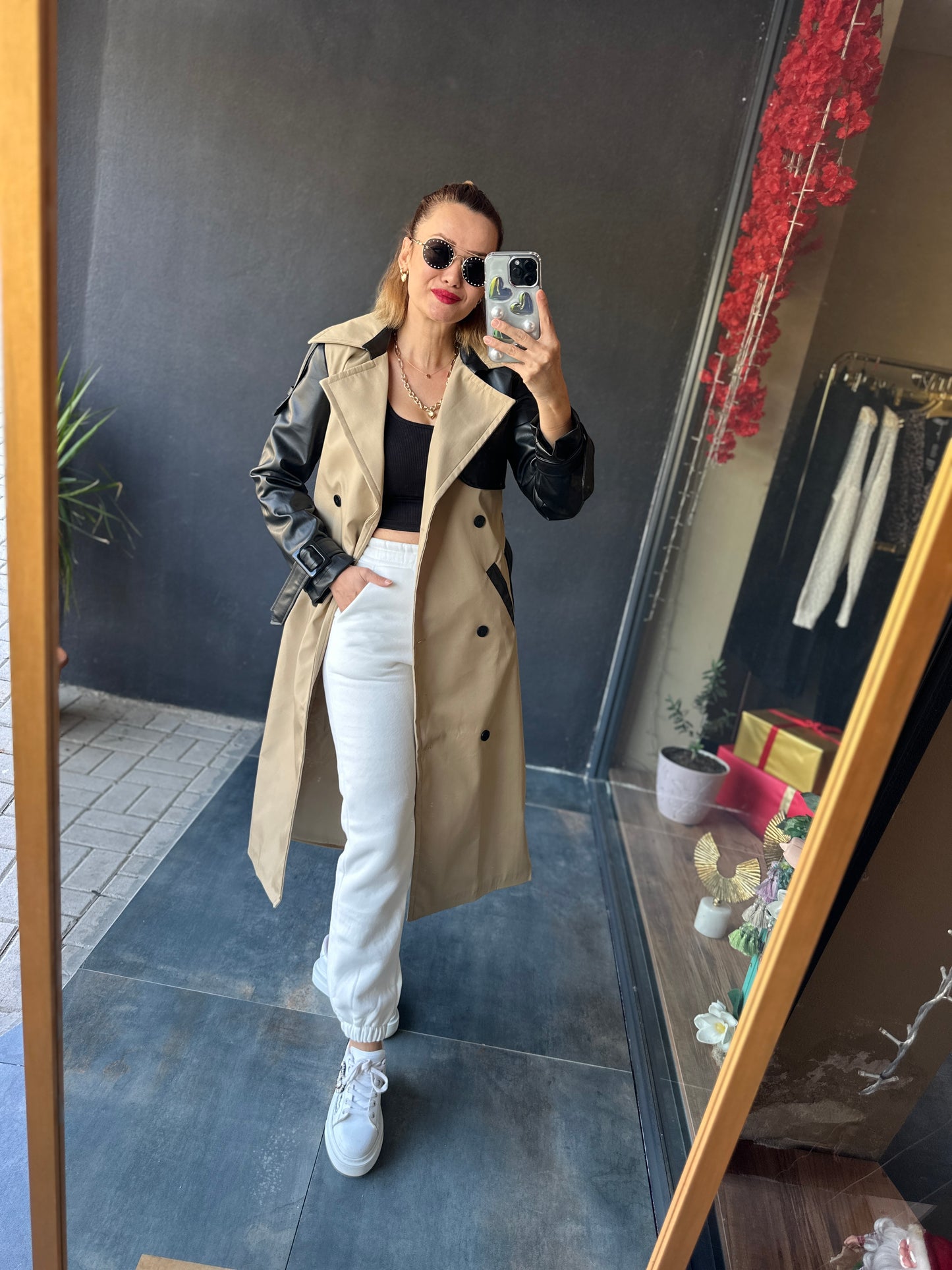 Asprn Camel Deri Det.Trenchcoat