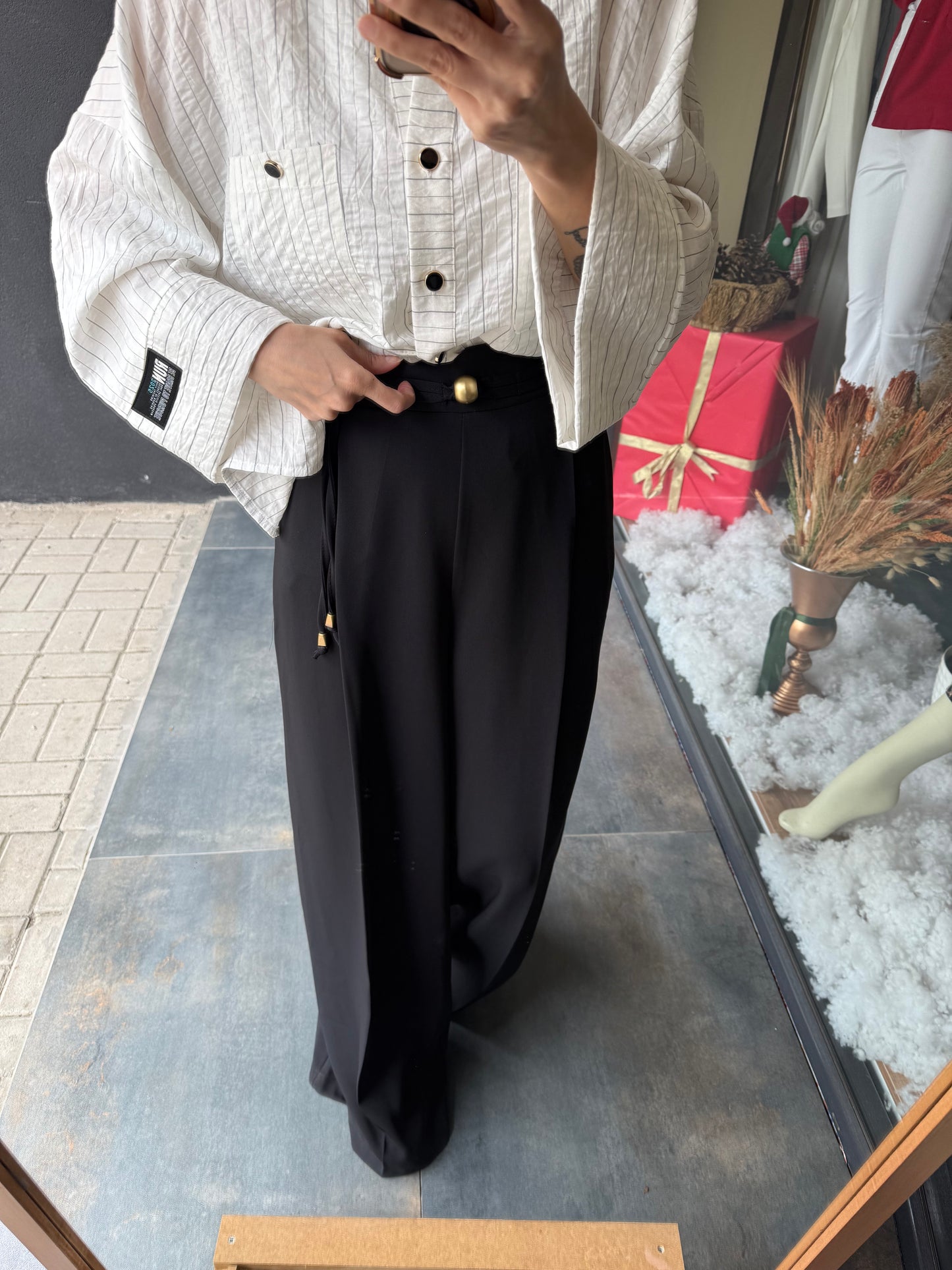 Rain Siyah Palazzo Pantolon