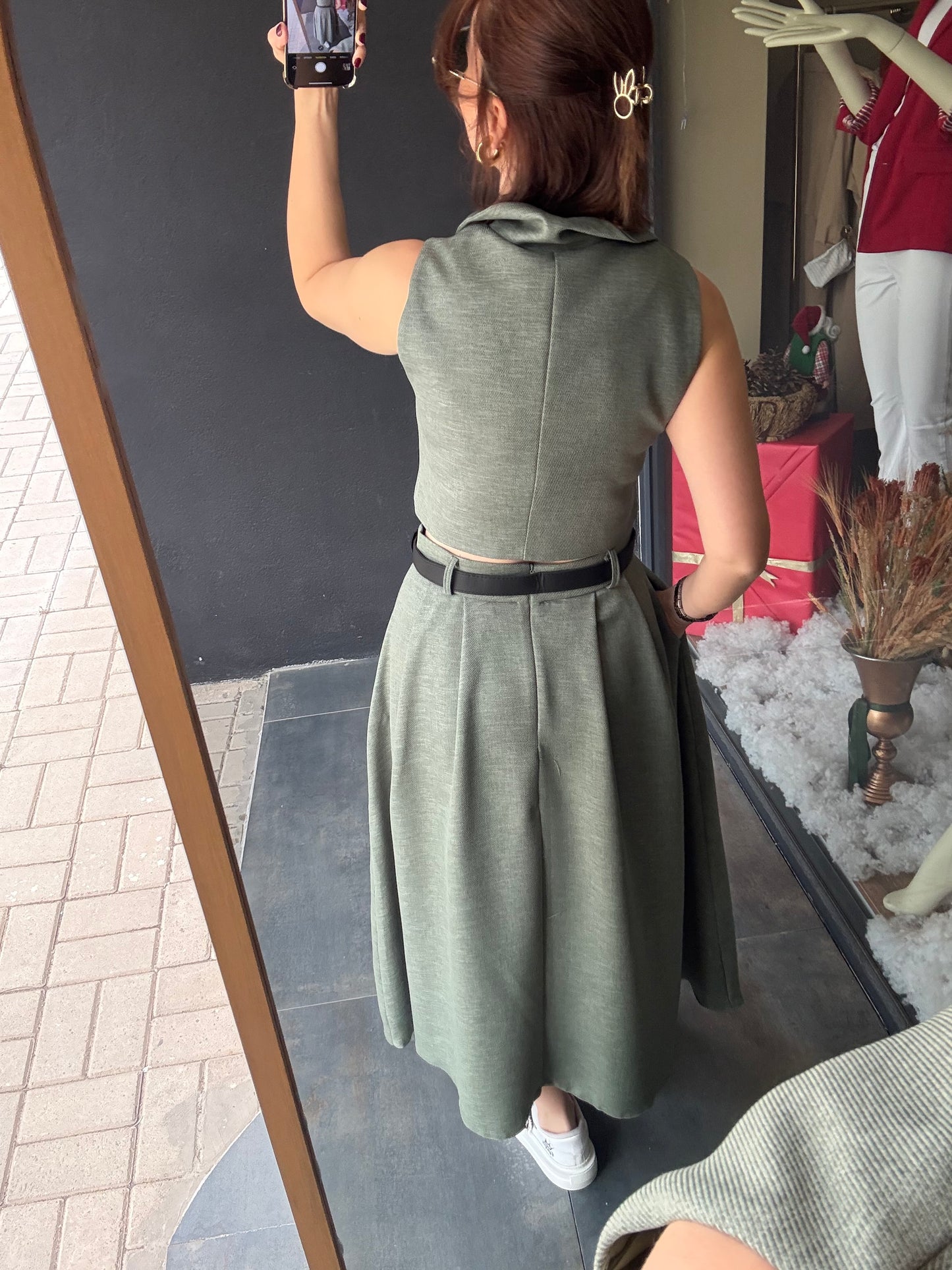 Ritane Yeşil Etek & Yelek Takım