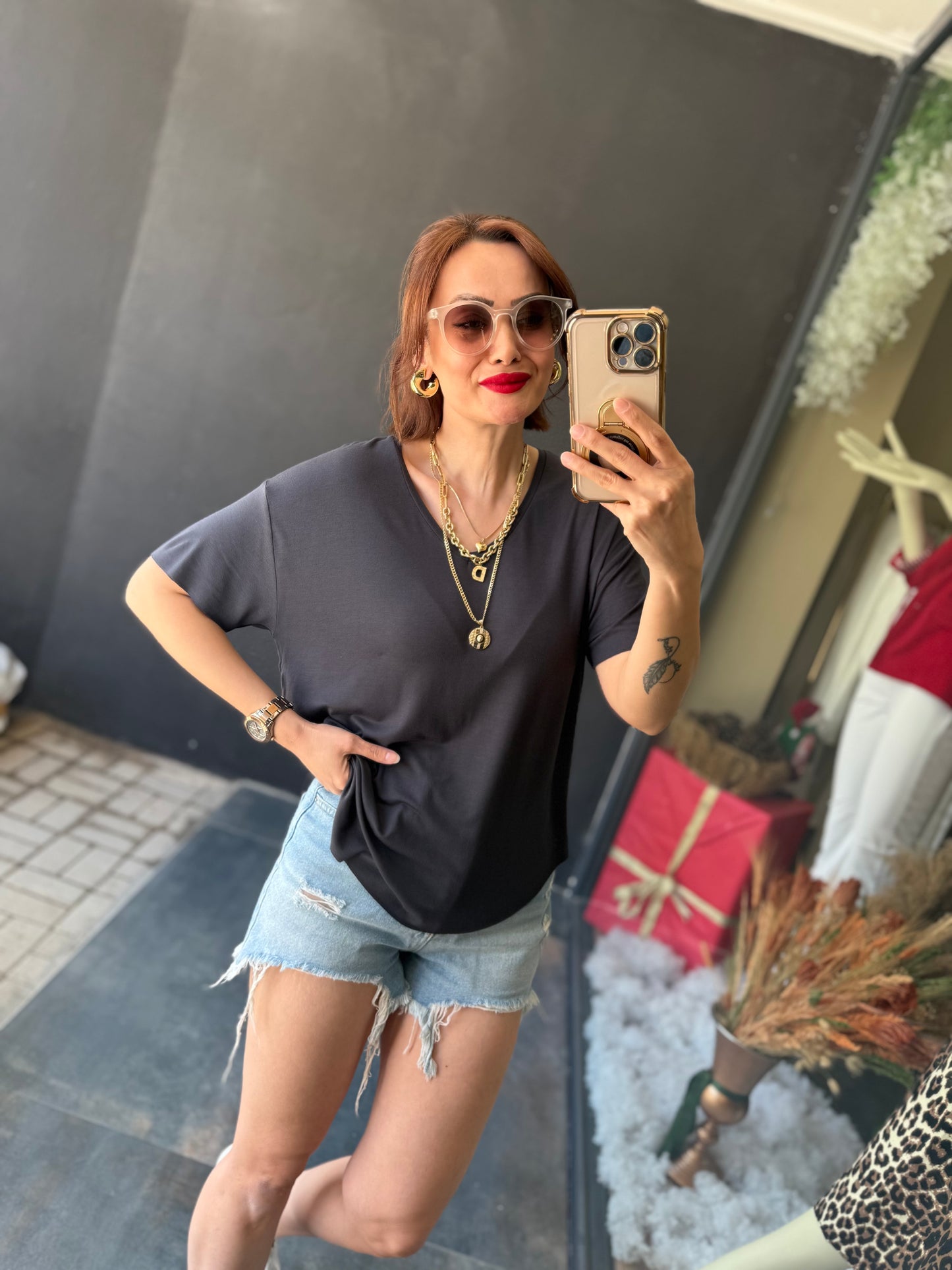 The Secret Antrasit Yuvarlak Yaka Basic