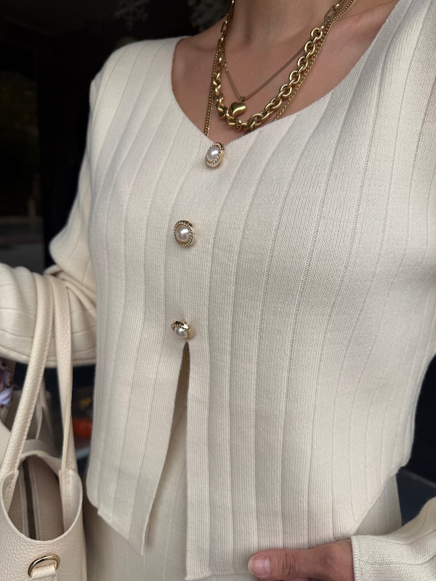 Tria Bej Triko Etek & Bluz Takım