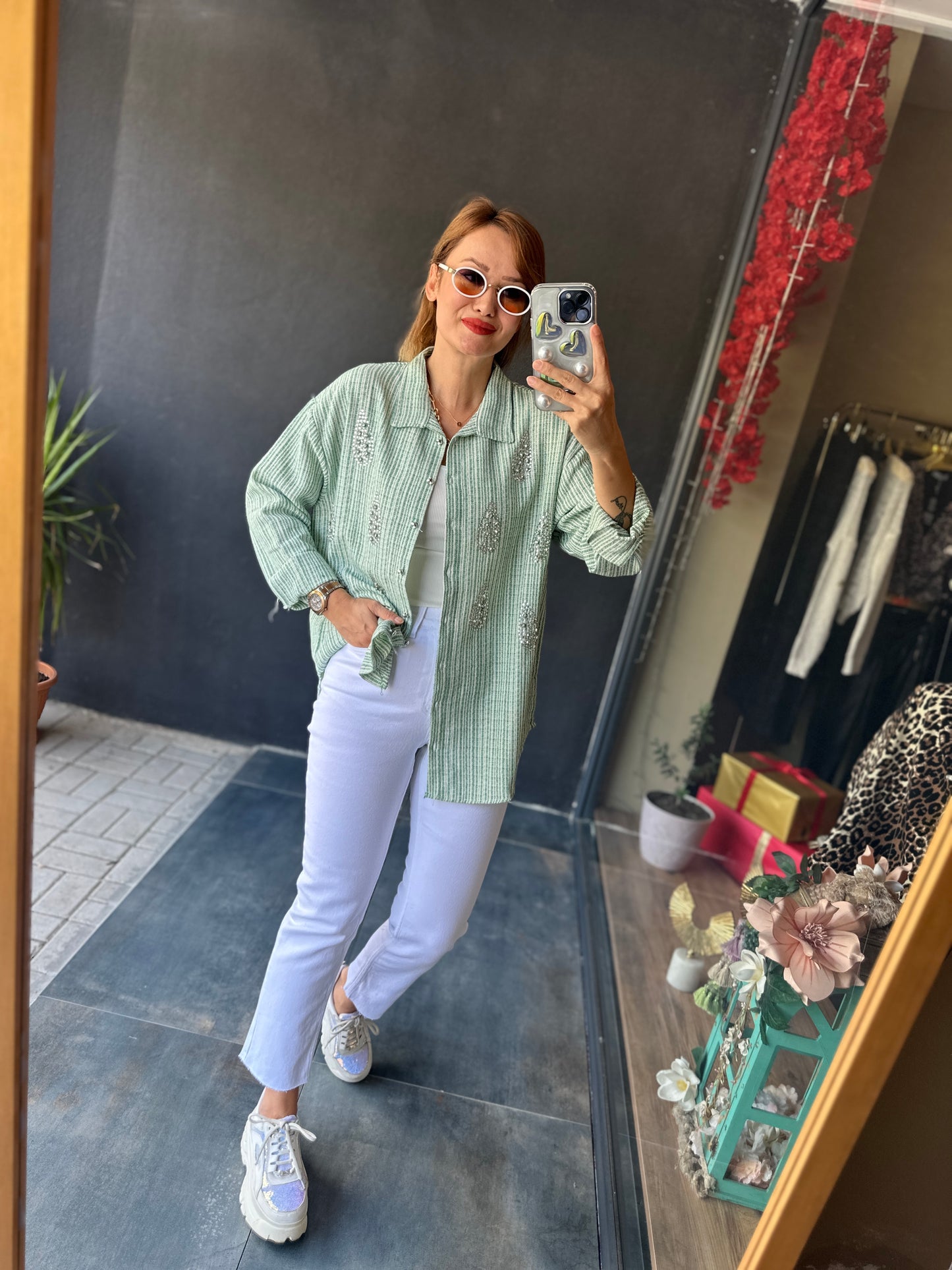 Daniel Yeşil Çizgili Gömlek