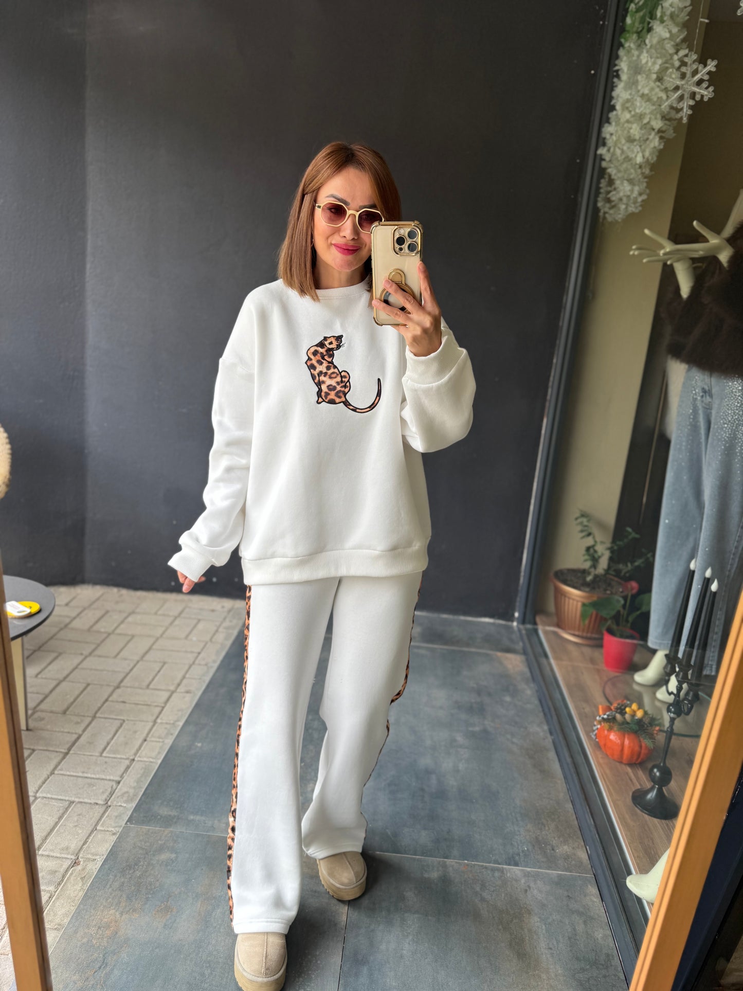 Ladima Beyaz Şardonlu Eşofman Takımı