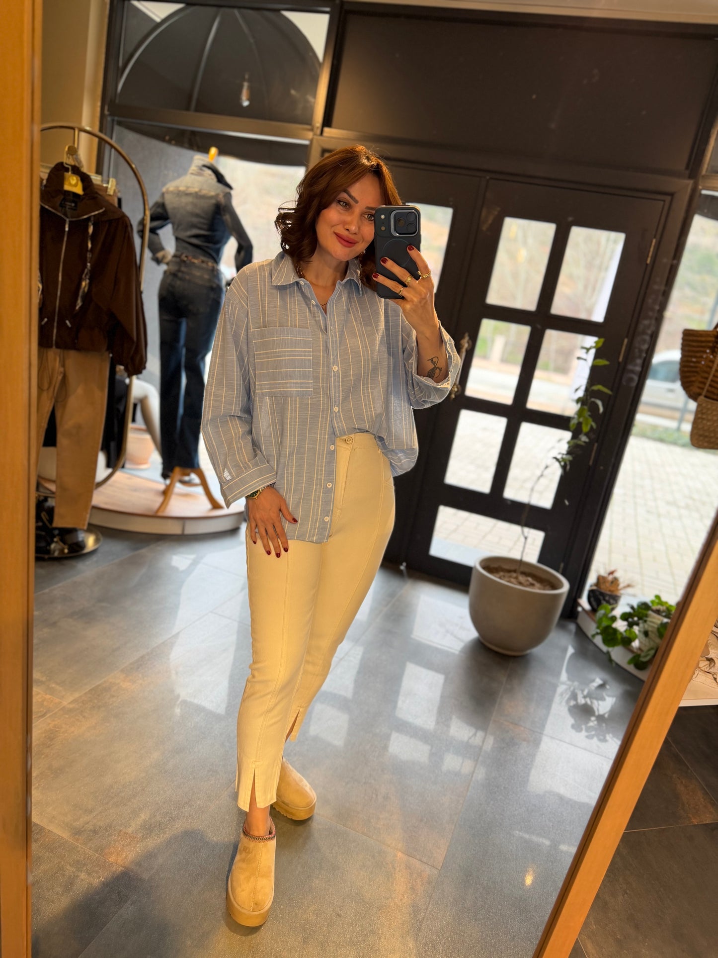 Xlove Önden Şeritli Bej Jean