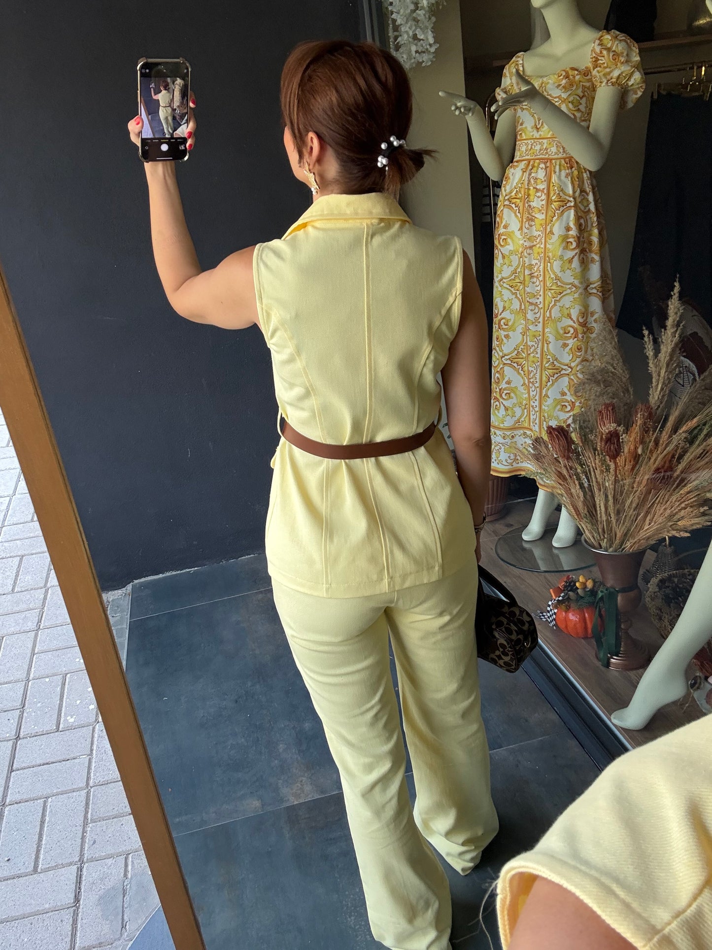 Hıty Sarı Jean Yelekli Takım