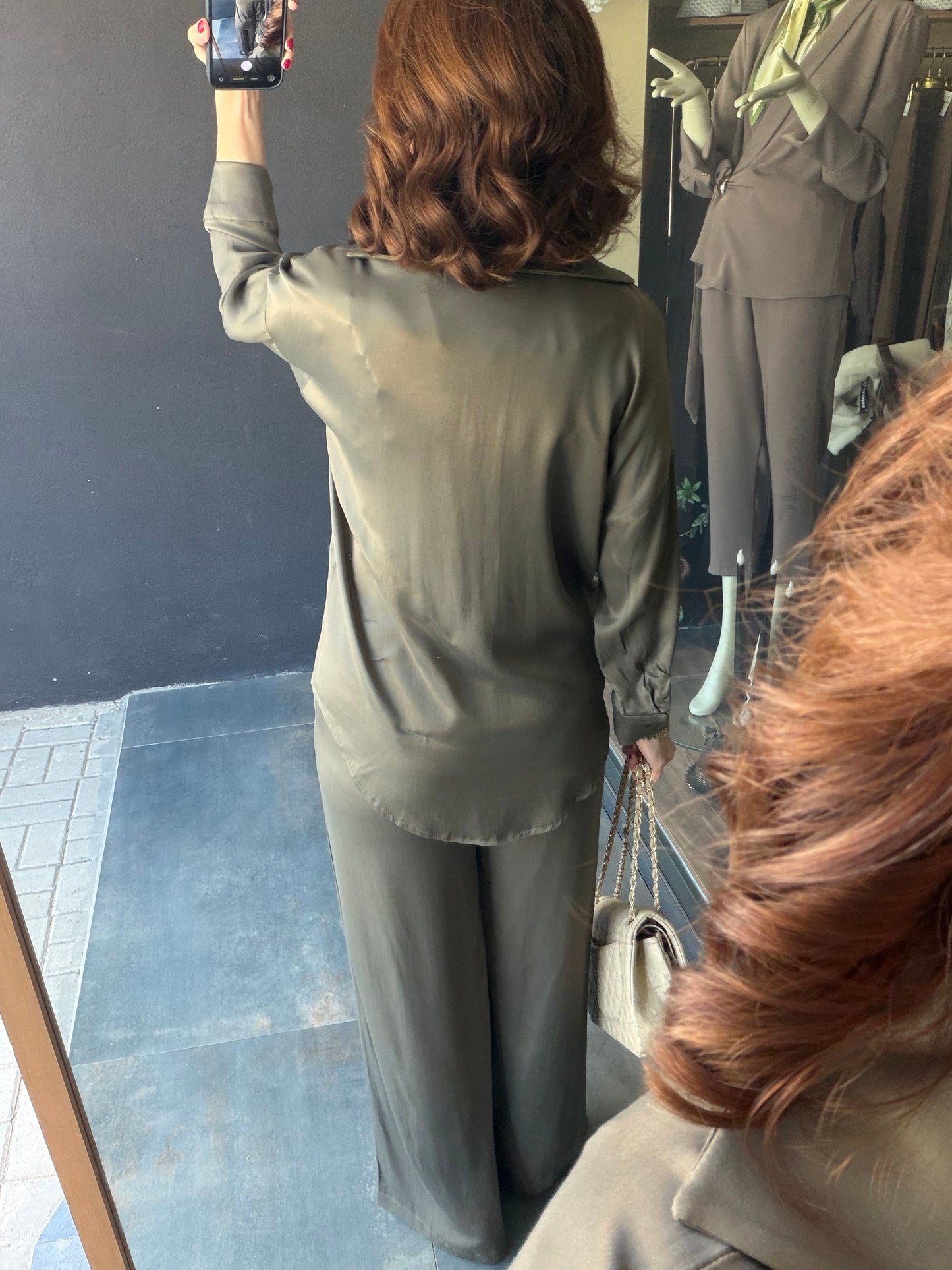 Lost Haki Pamuklu Saten Broşlu Takım