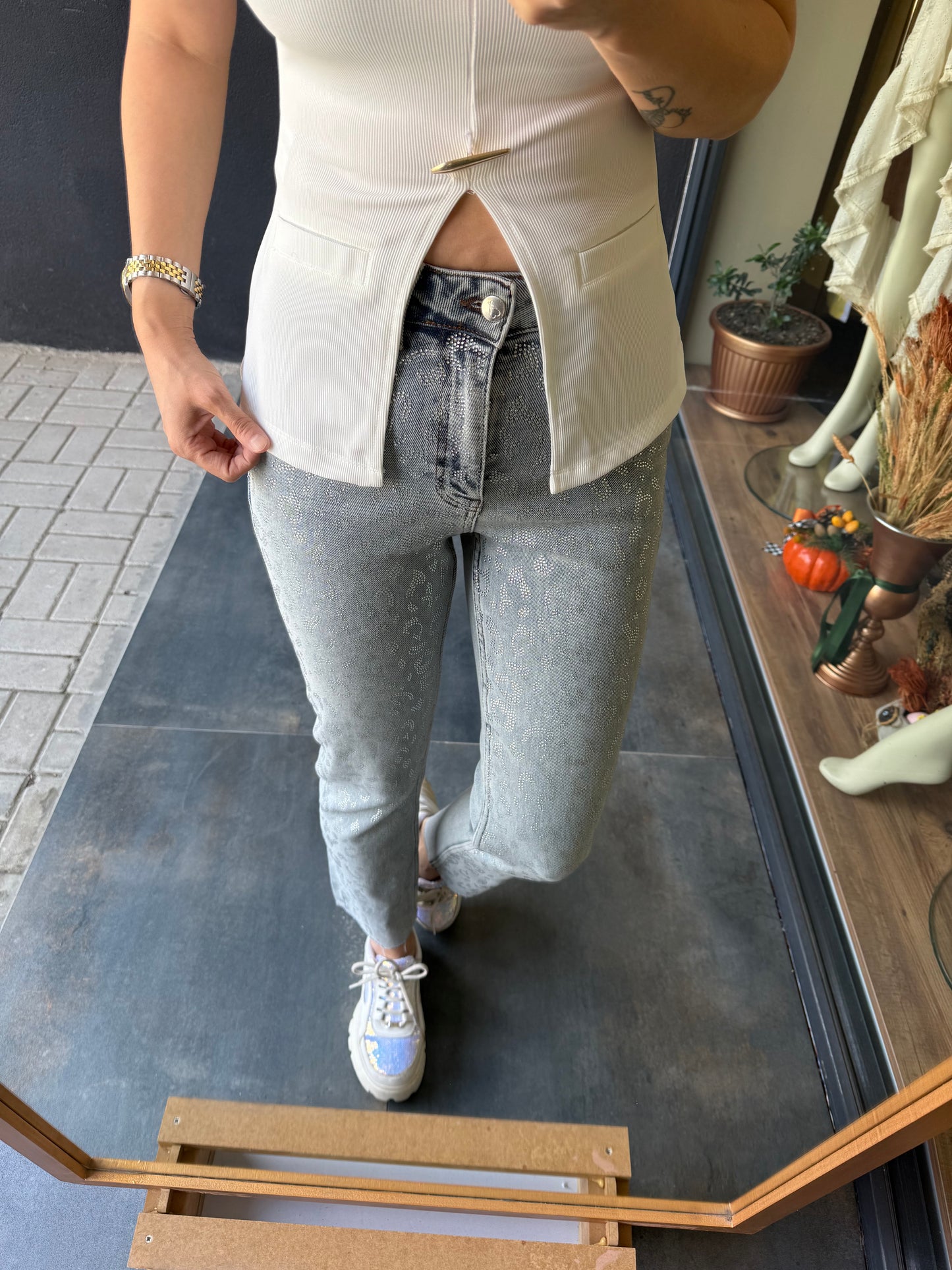 Xlove New Buz Yapıştırma Taş Jean