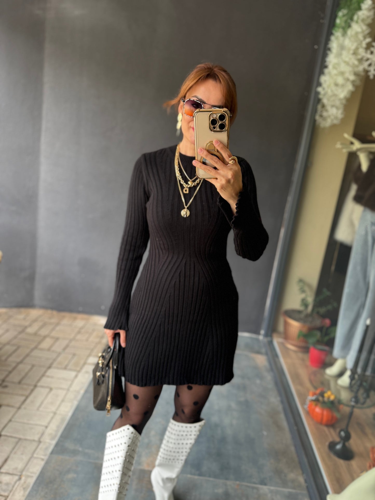 Silva Siyah Triko Elbise