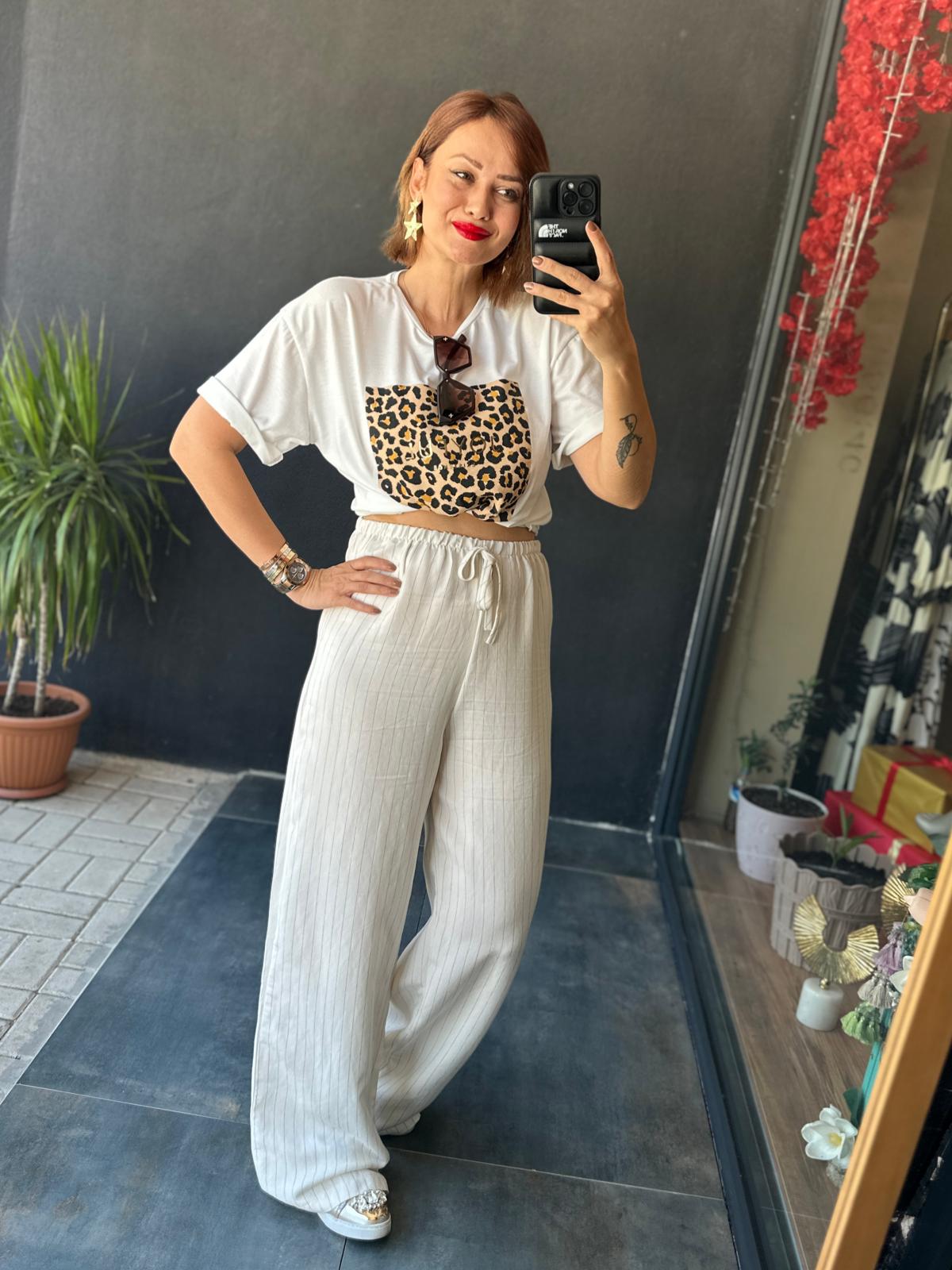 Mzr Marin Çizgili Palazzo pantolon