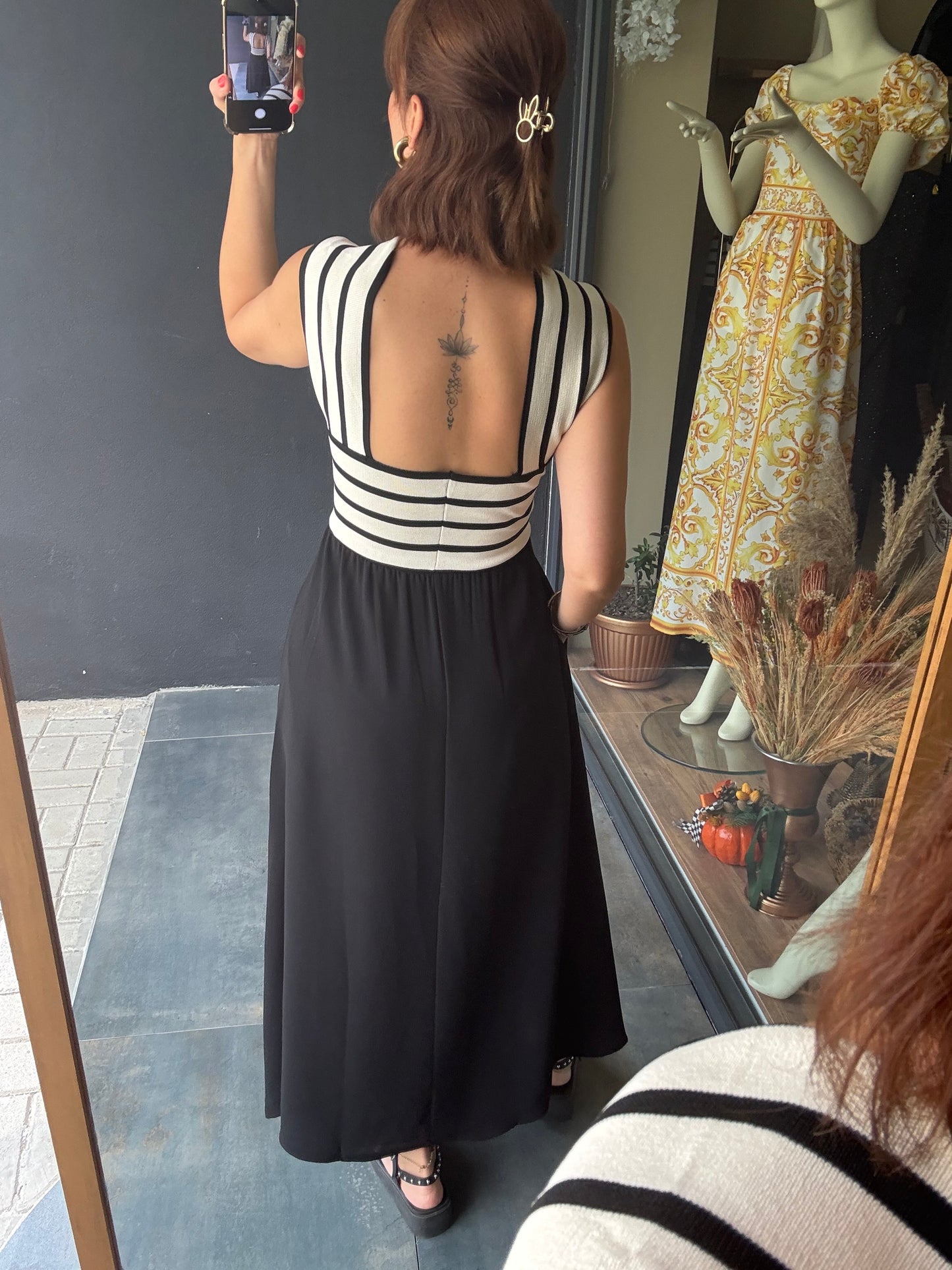 Elya Siyah Poplin Elbise