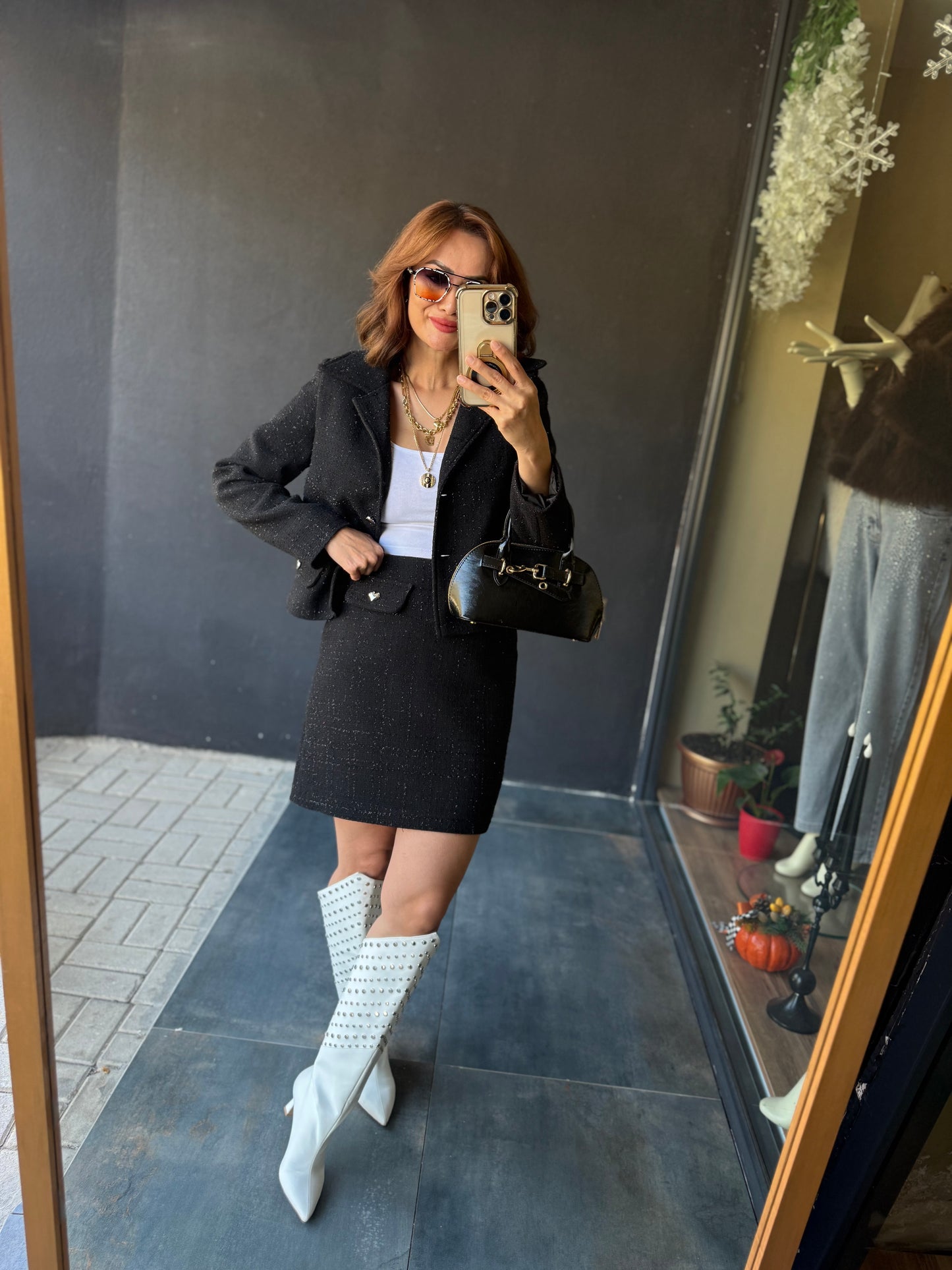 Twitz Siyah Etek & Ceket Takım