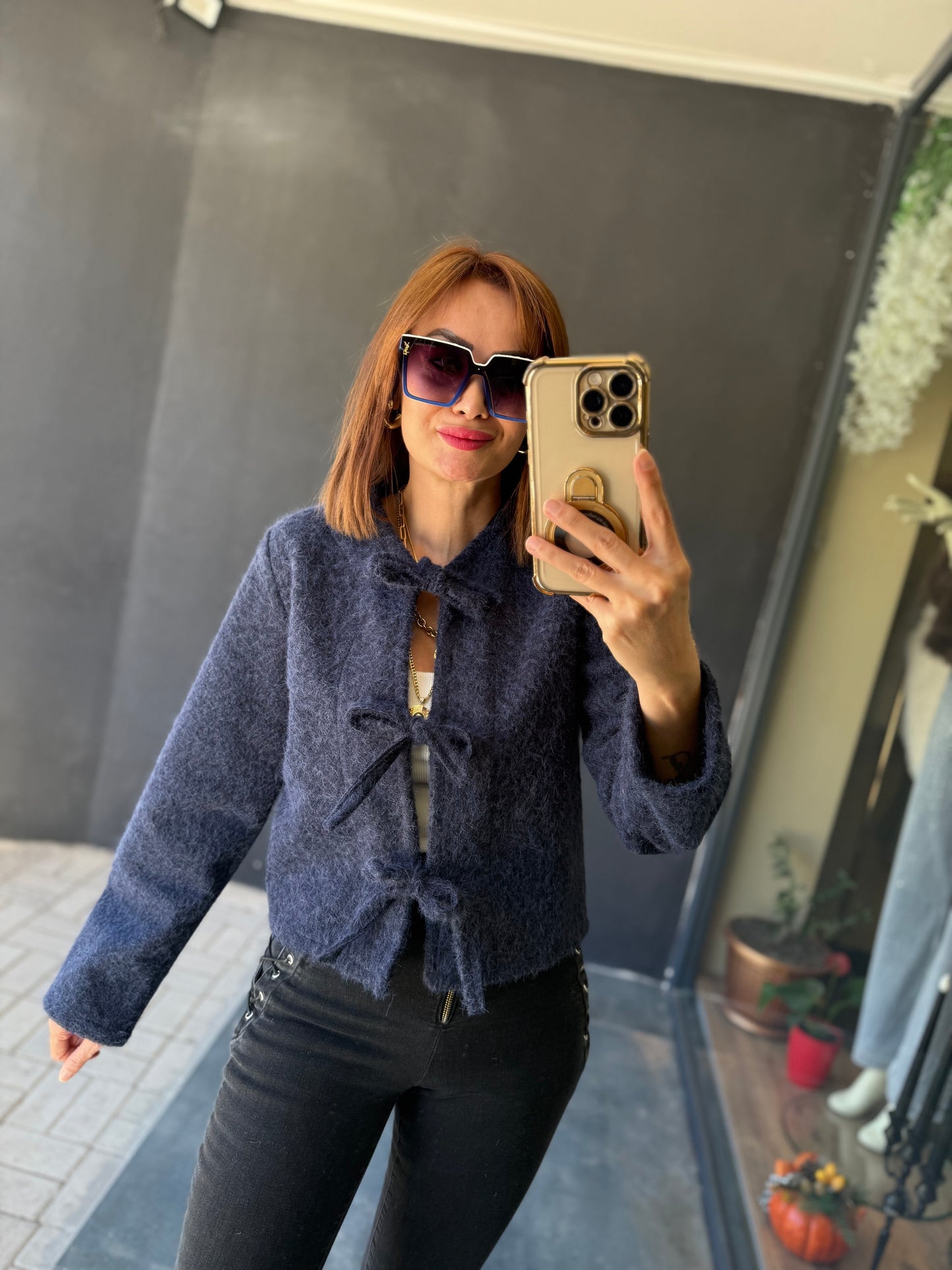 Creyn Lacivert Keçe Hırka