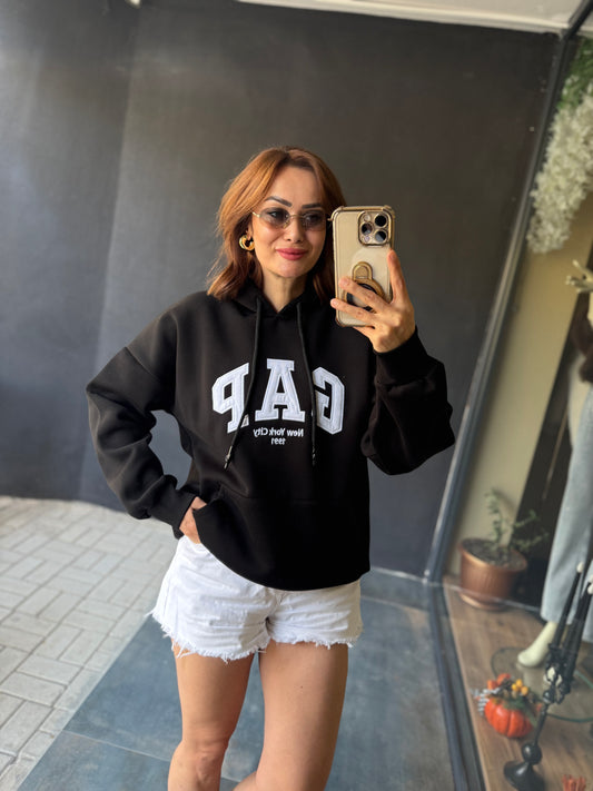 Muvy Siyah Kabartmalı Gp Sweatshirt