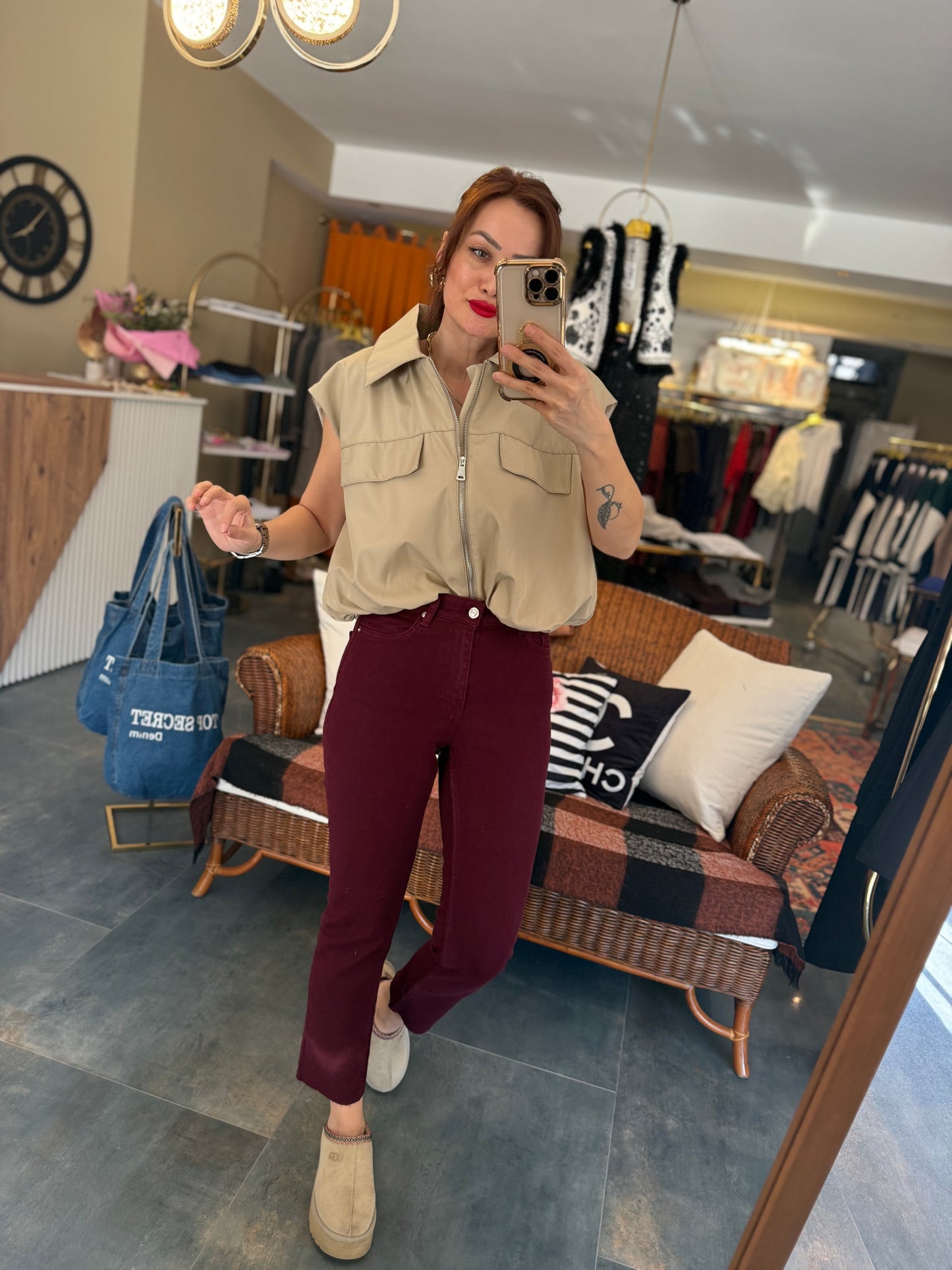 Xlove Bordo Jean Pantolon