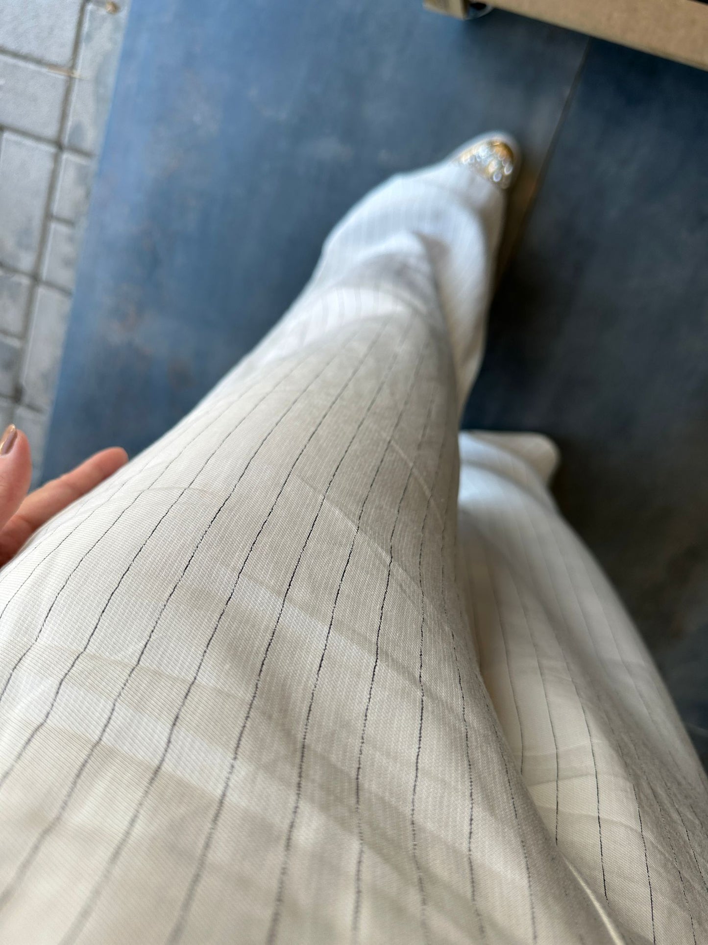 Mzr Marin Çizgili Palazzo pantolon