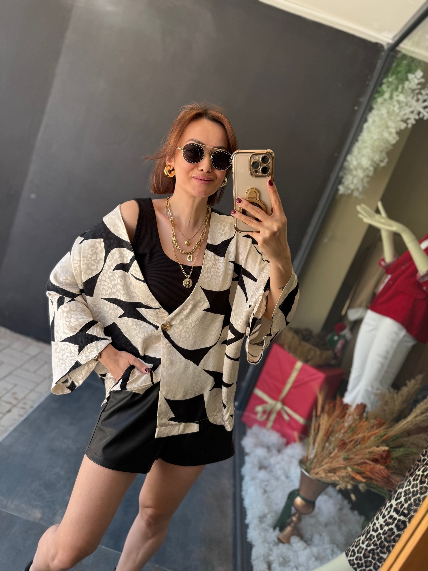 Kotto Siyah Desenli Blazer Ceket