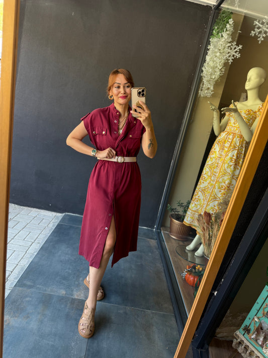 Puglia Bordo Tensel Elbise