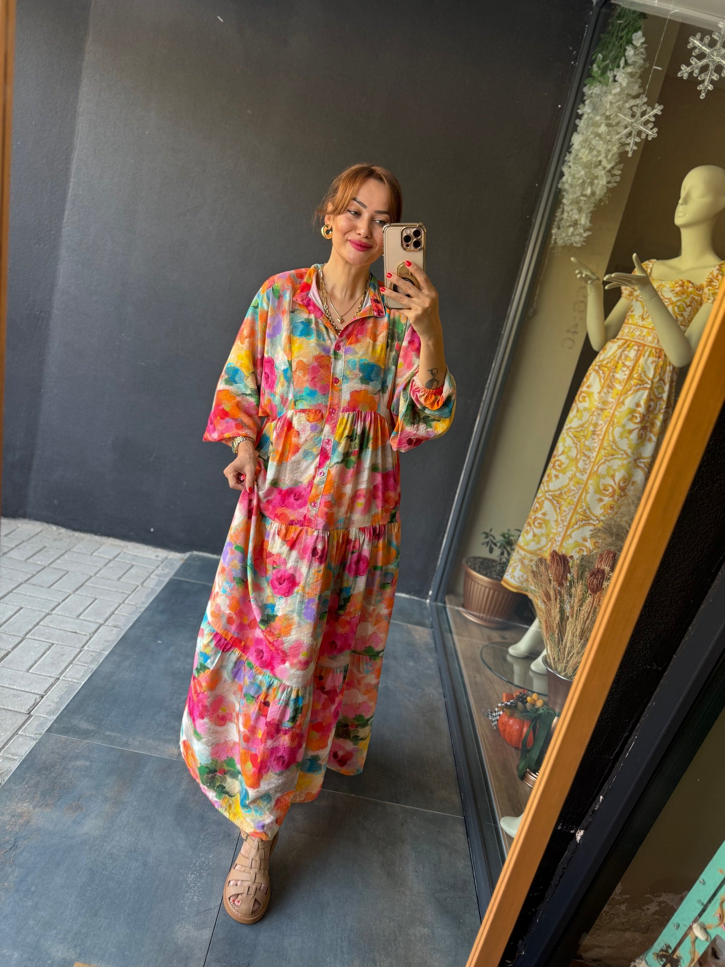 Naryn Renkli Tensel Elbise