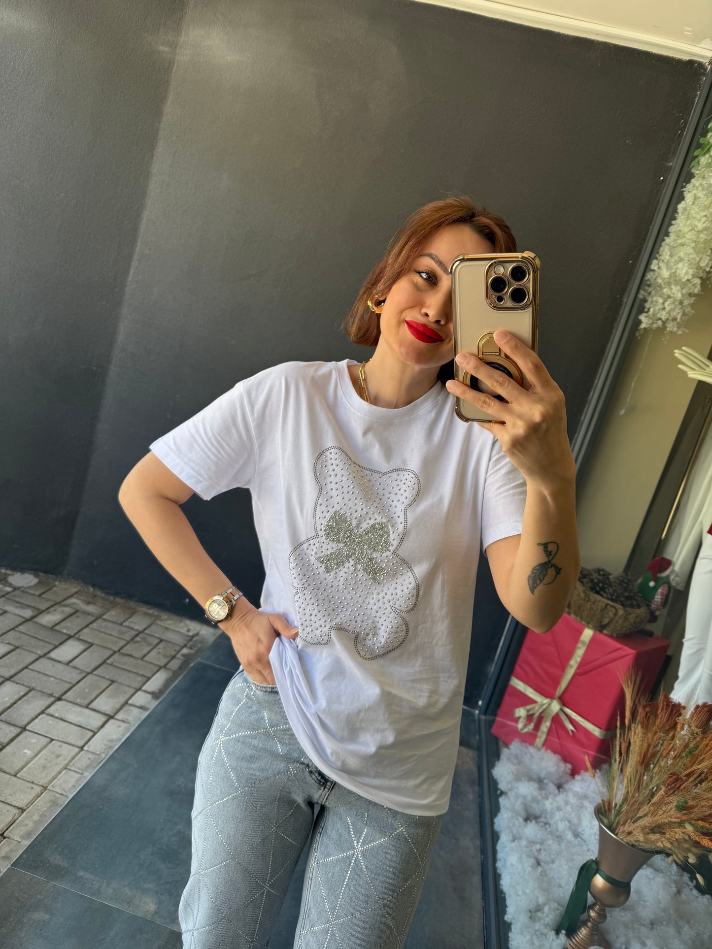 İpeksi Beyaz Ayıcıklı T-Shirt