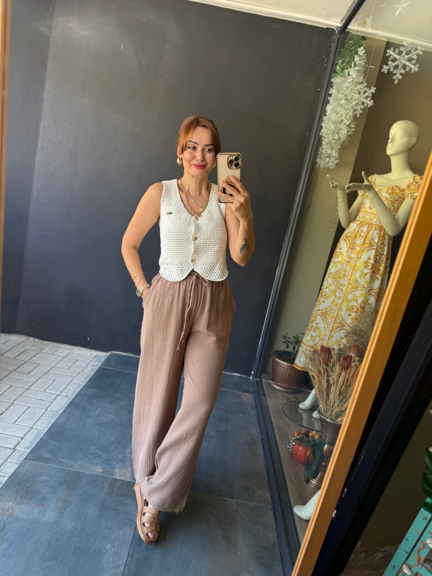 Summer Kahve Müslin Pantolon