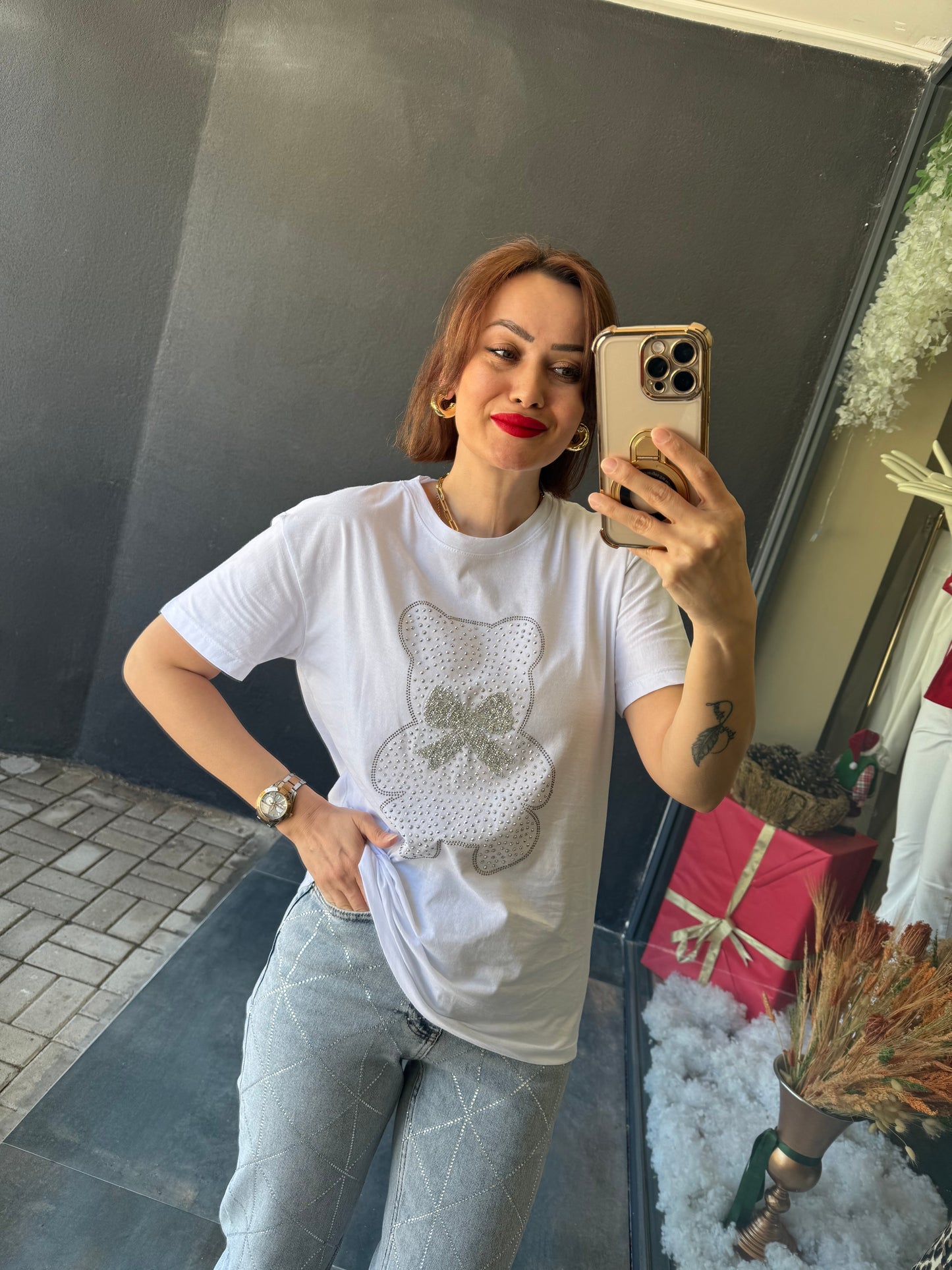 İpeksi Beyaz Ayıcıklı T-Shirt