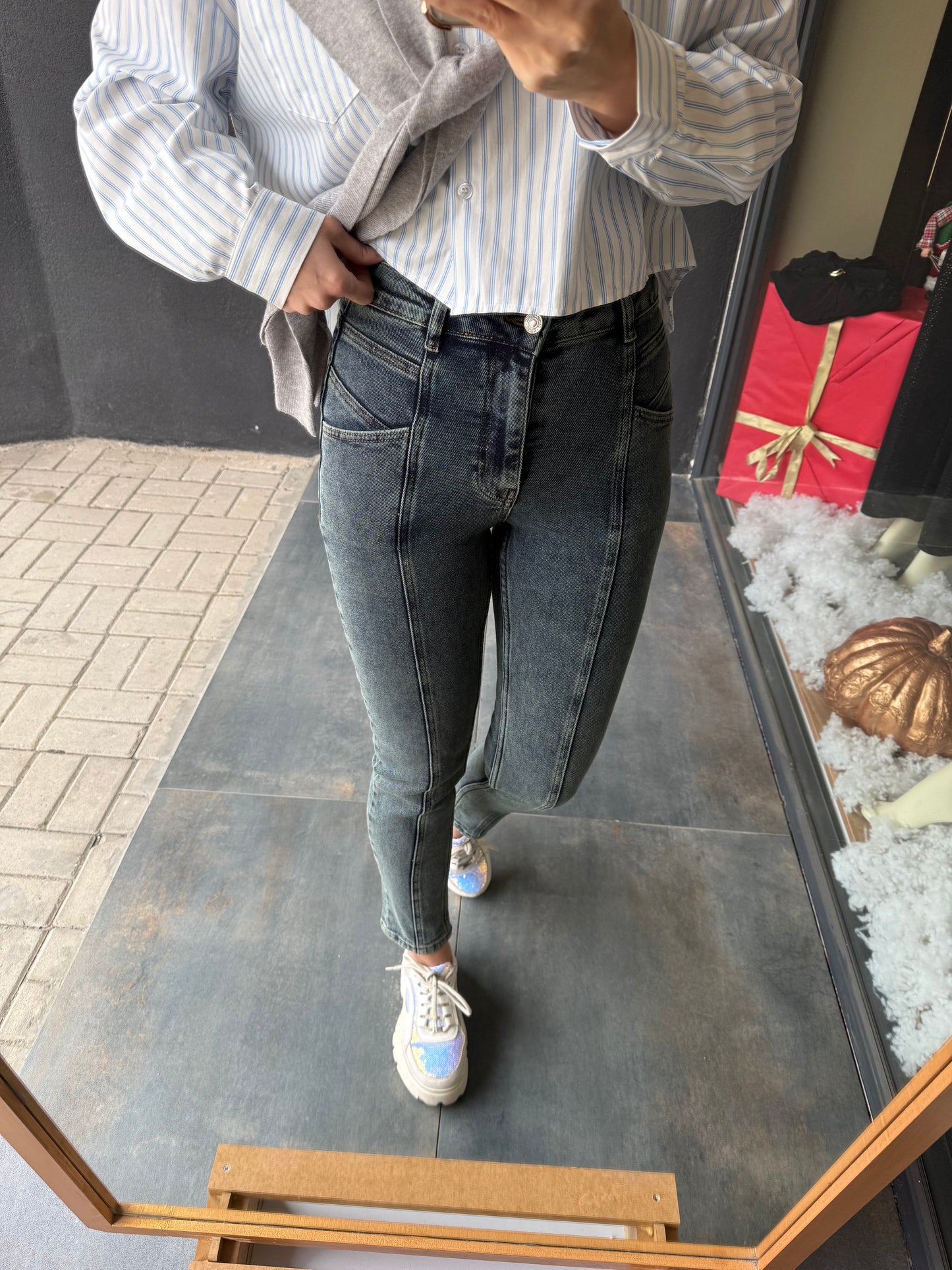 Xlove Oksitli Önden Şeritli Jean