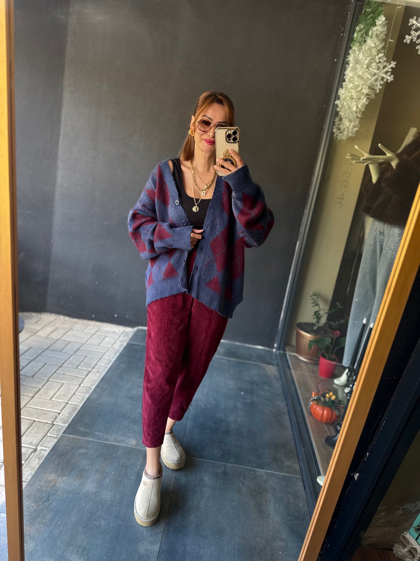 Sorry Bordo Kadife Pantolon