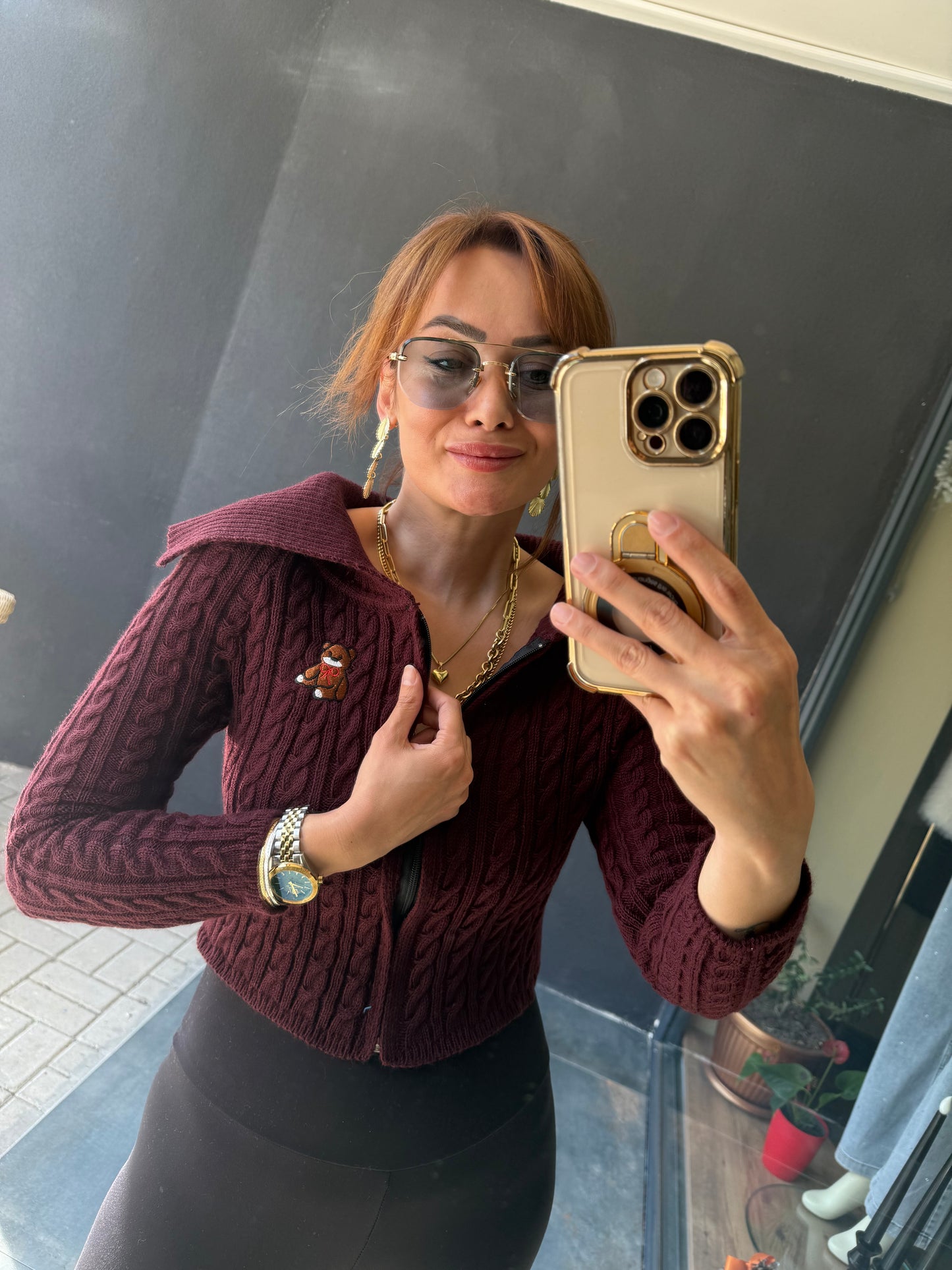 İkonic Bordo Teddy Hırka