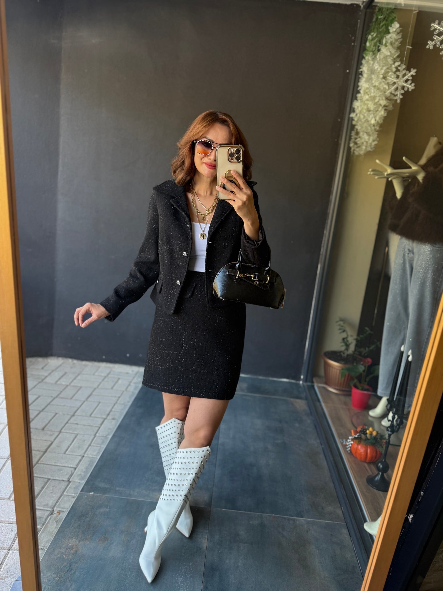 Twitz Siyah Etek & Ceket Takım